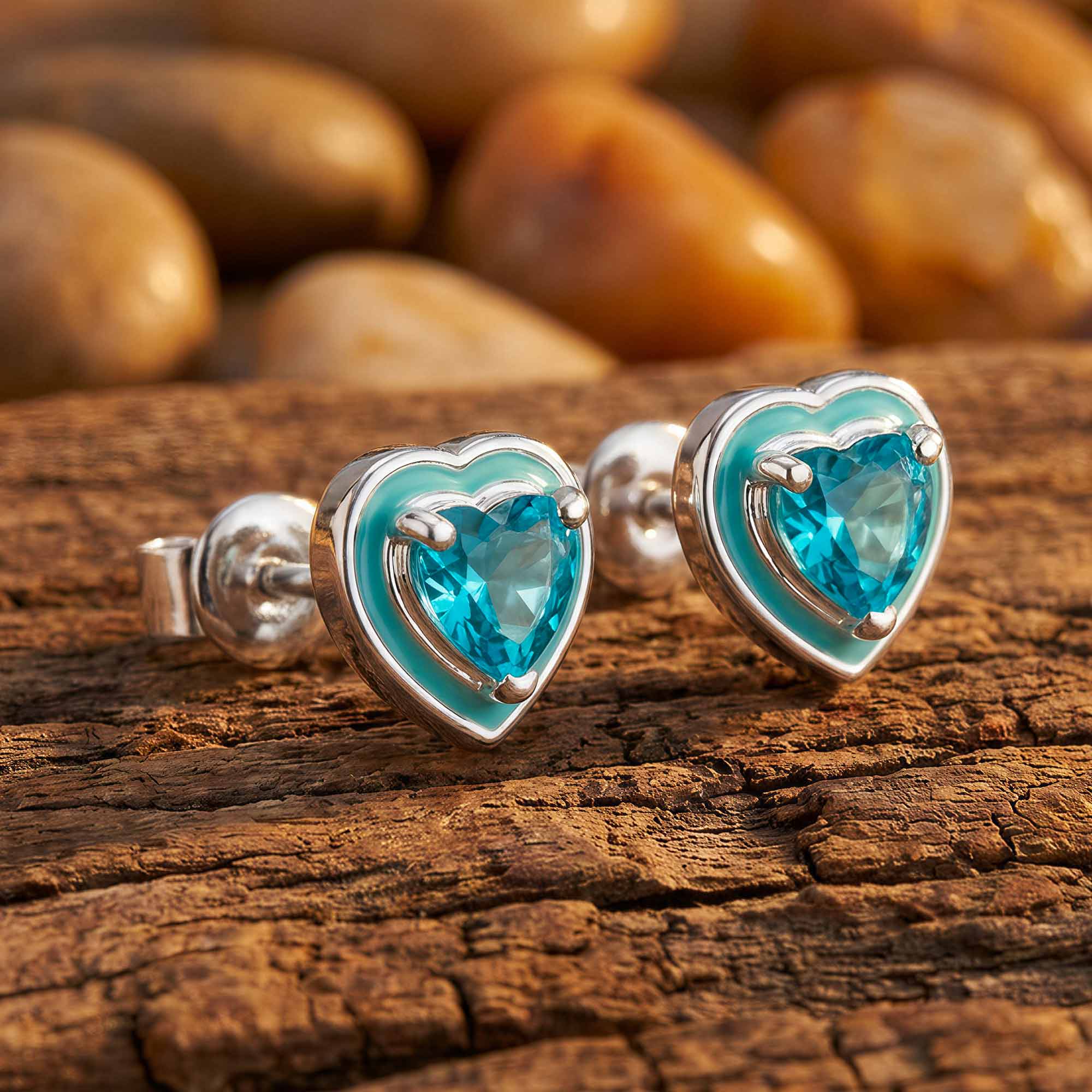 Loyal Heart Earrings - Aquamarine