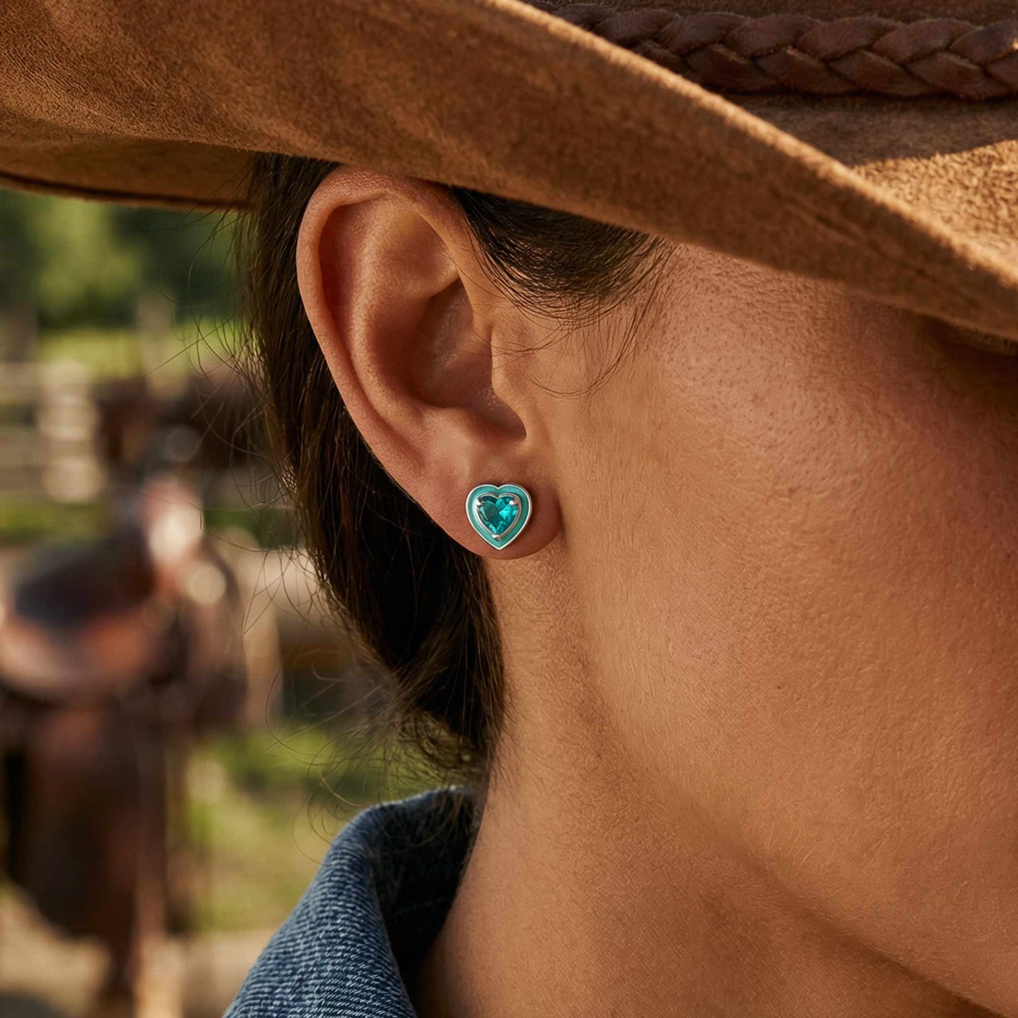Loyal Heart Earrings - Aquamarine