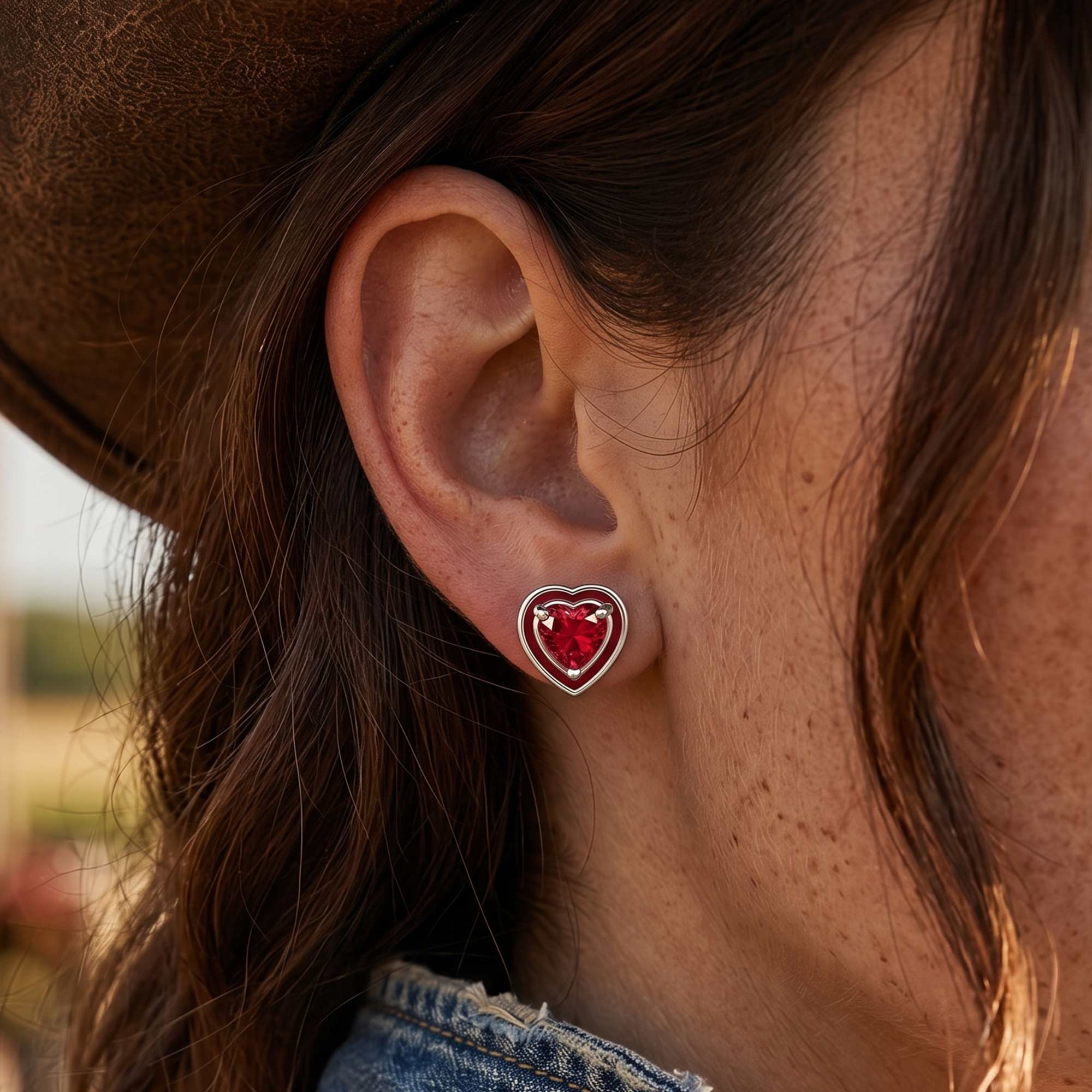 Loyal Heart Earrings - Ruby