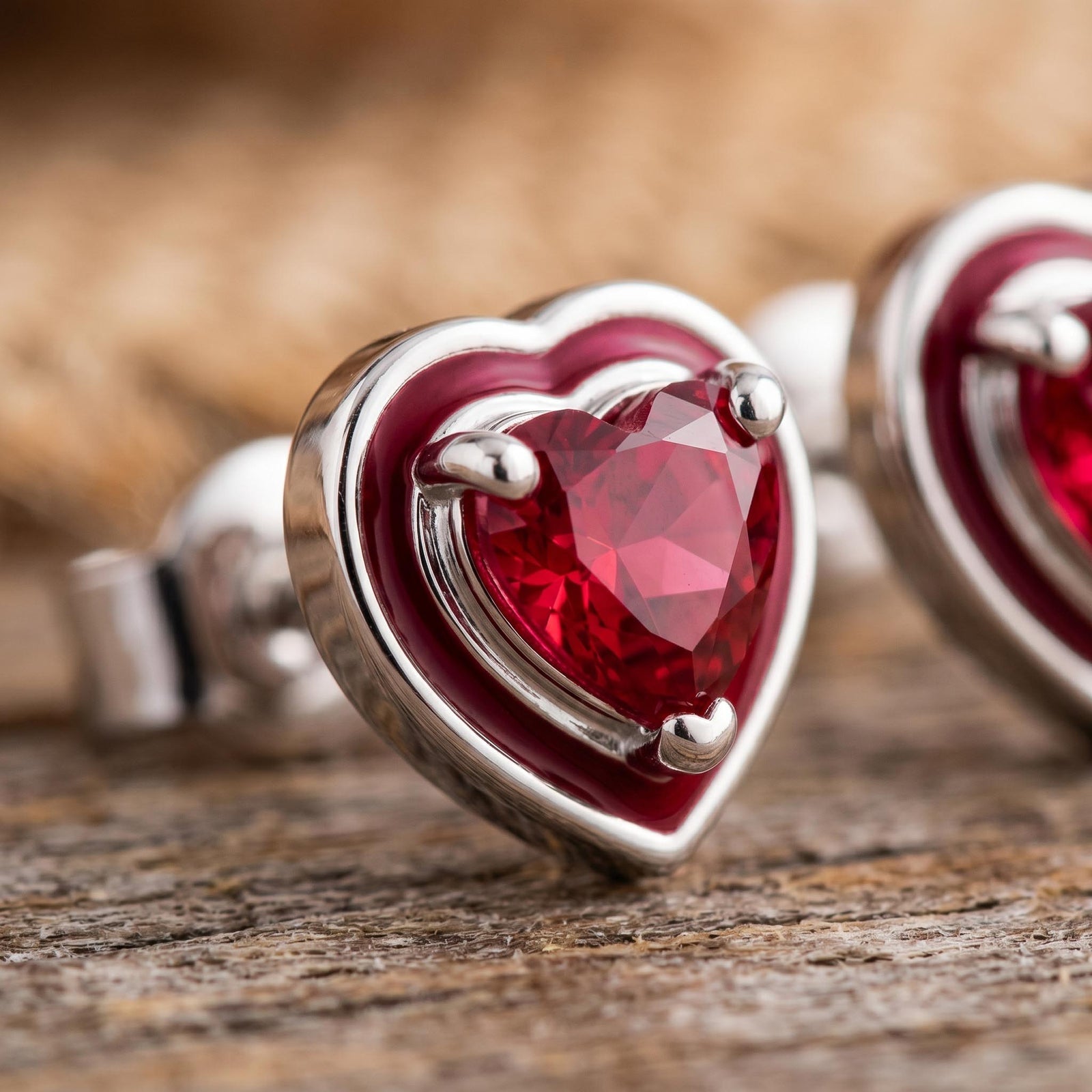 Loyal Heart Earrings - Ruby