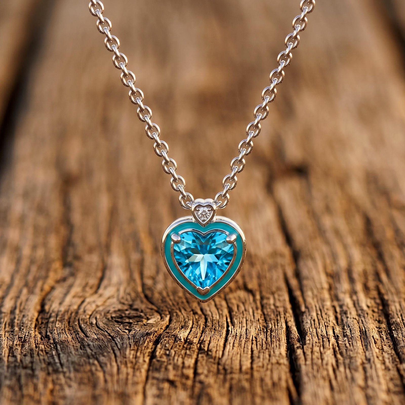 Loyal Heart Necklace - Aquamarine