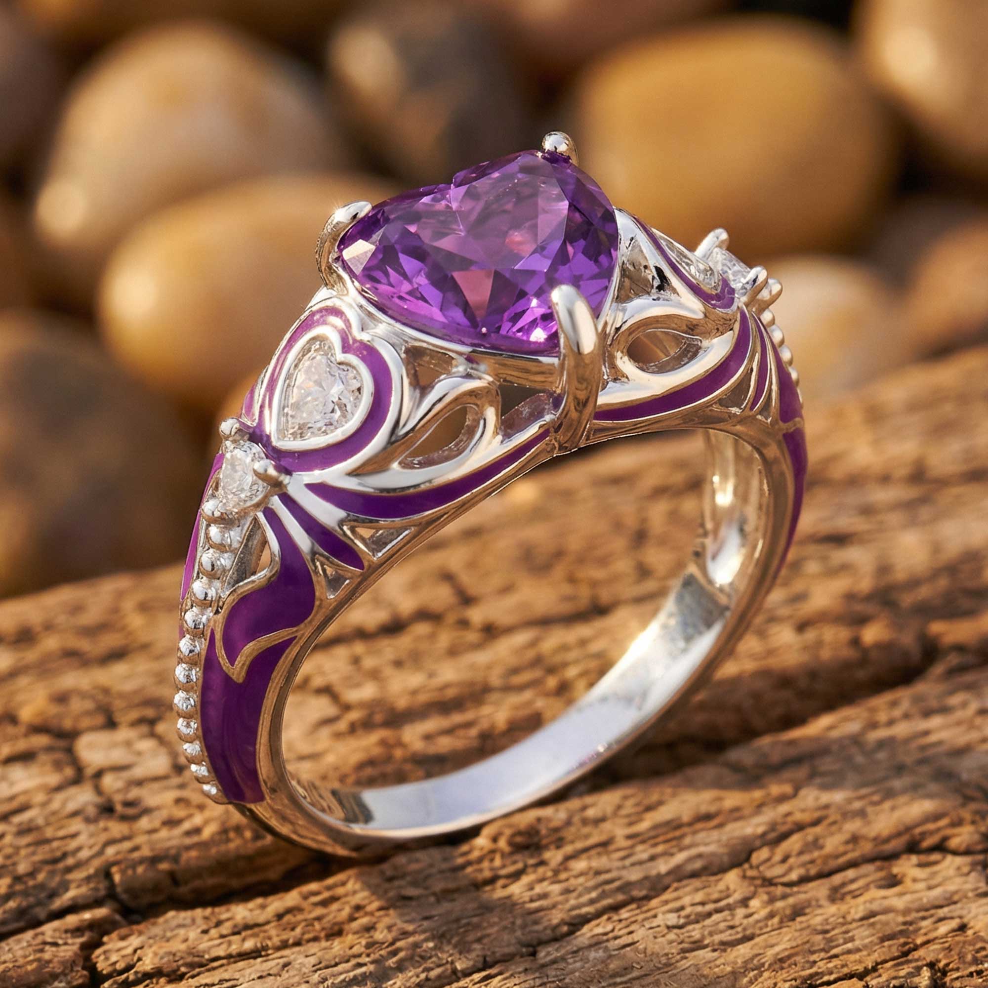 Loyal Heart Ring - Amethyst
