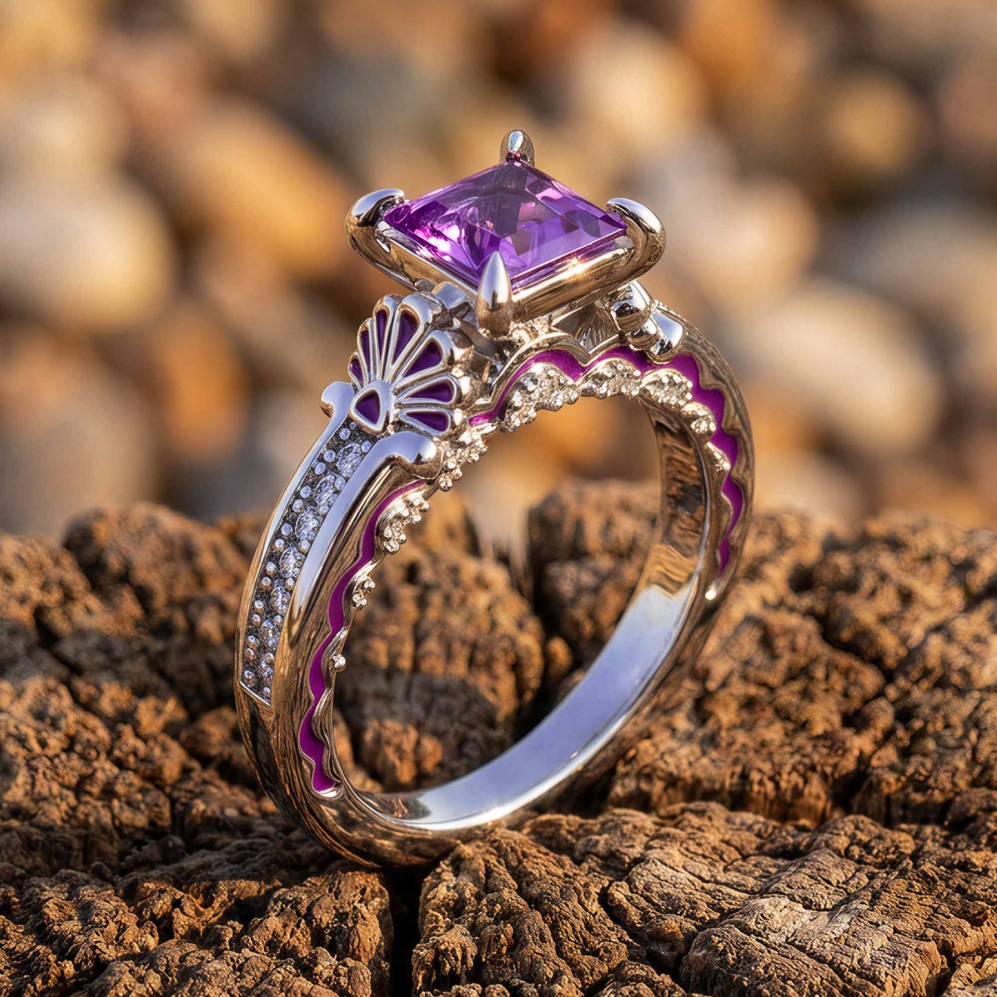 Lumen Crest Ring - Amethyst