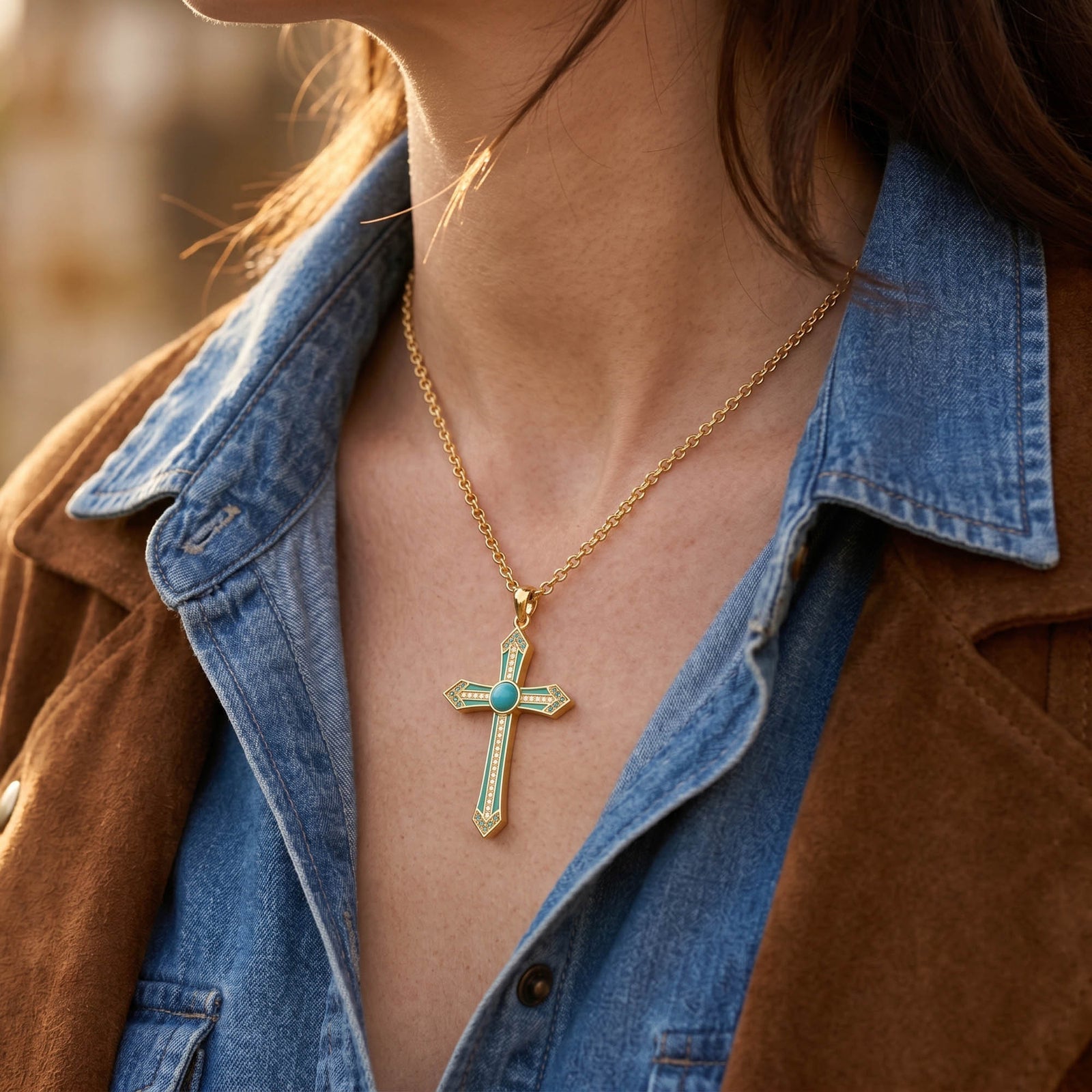 Meridian Lumen Cross Necklace