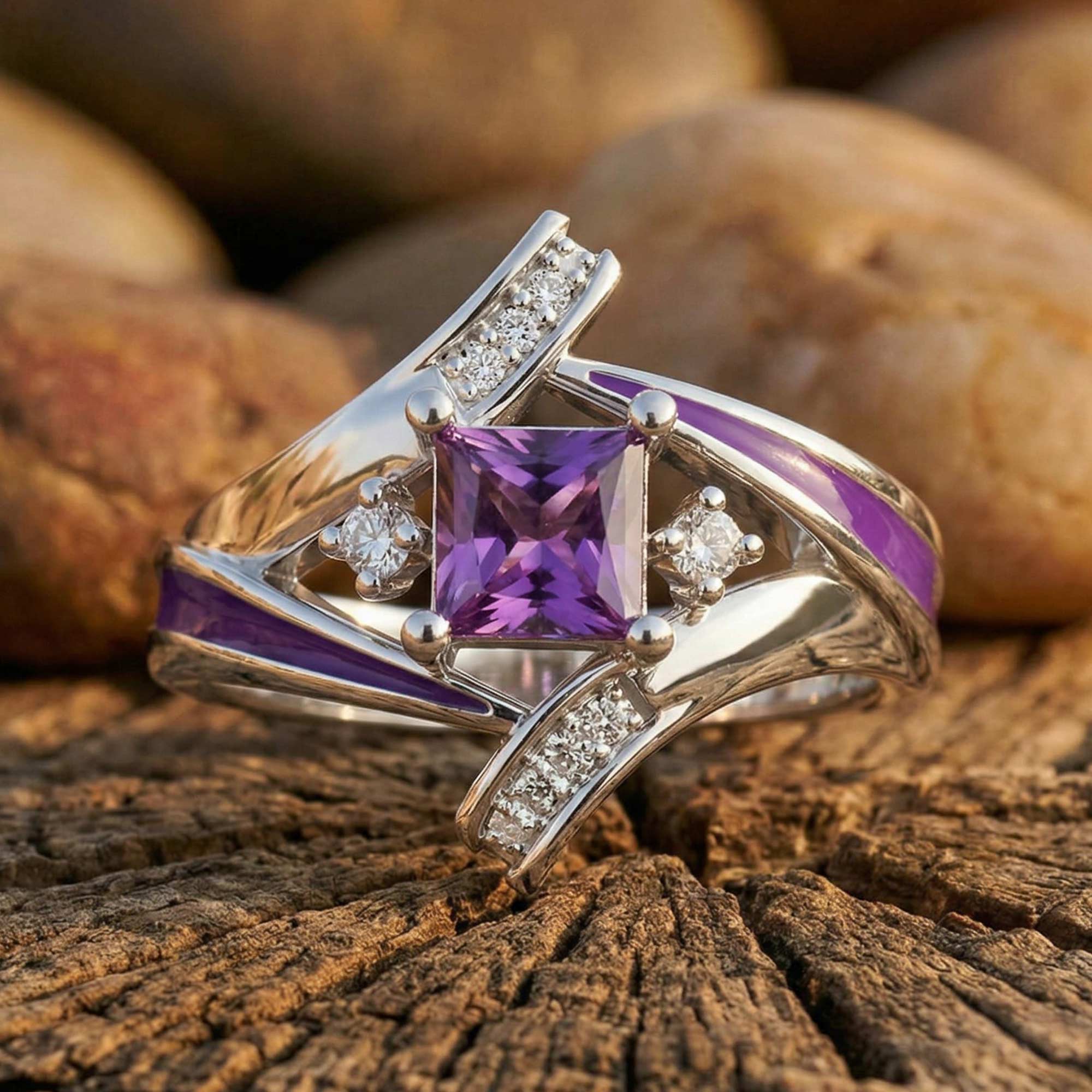 Milky Way Kiss Ring - Amethyst