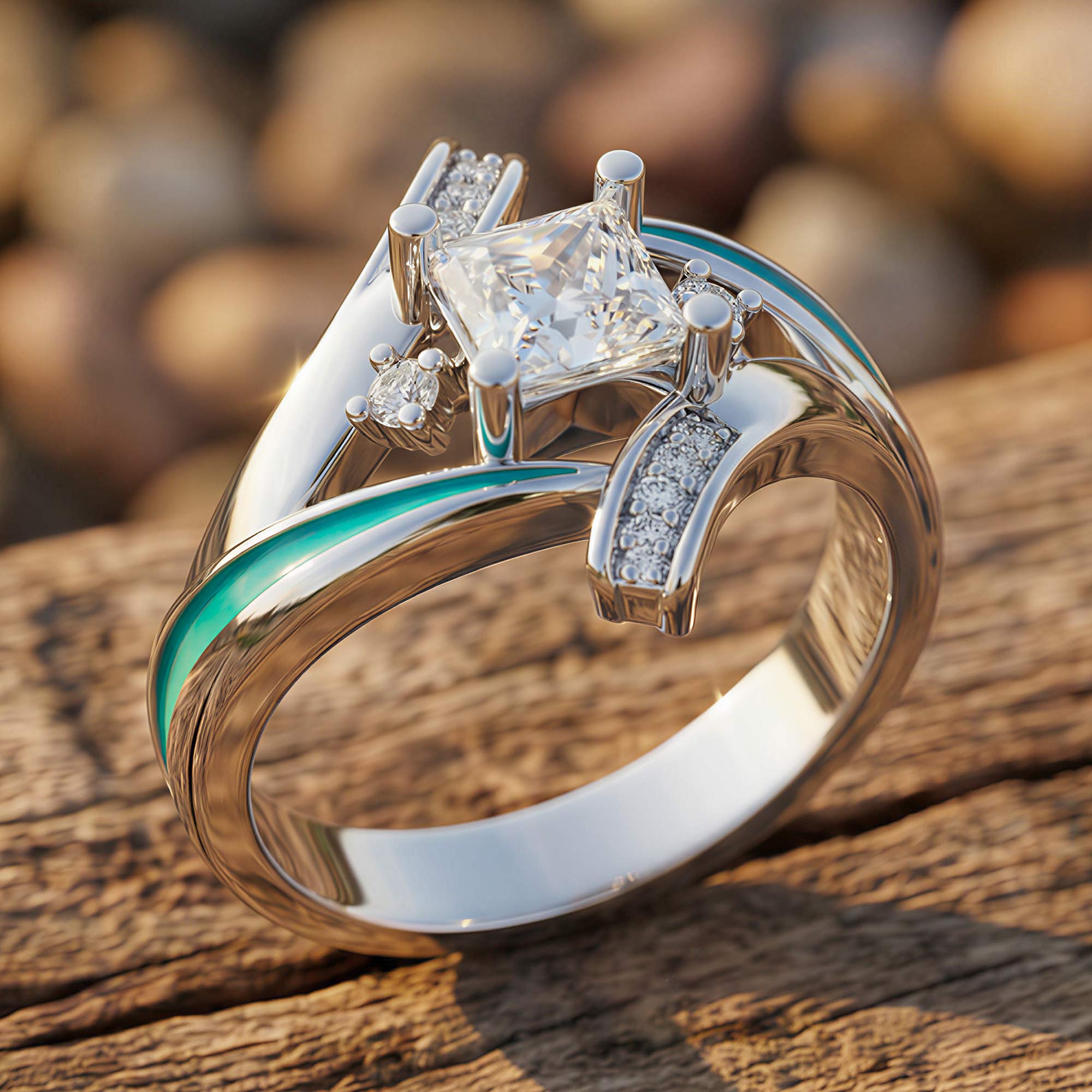Milky Way Kiss Ring - Moissanite