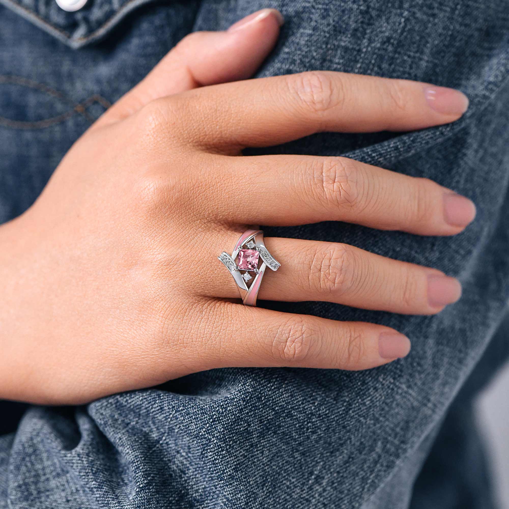 Milky Way Kiss Ring - Rose Quartz