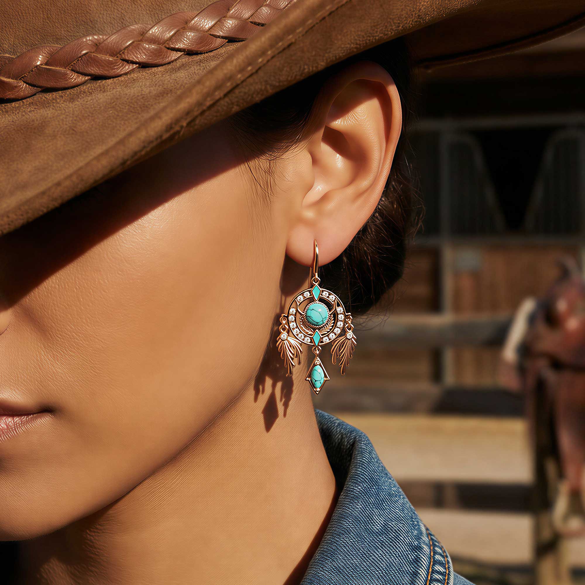 Mystic Dreamcatcher Earrings - Turquoise