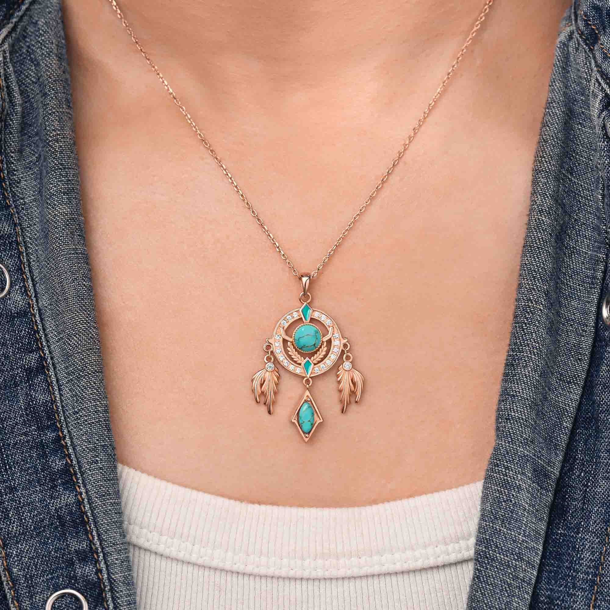 Mystic Dreamcatcher Necklace - Turquoise