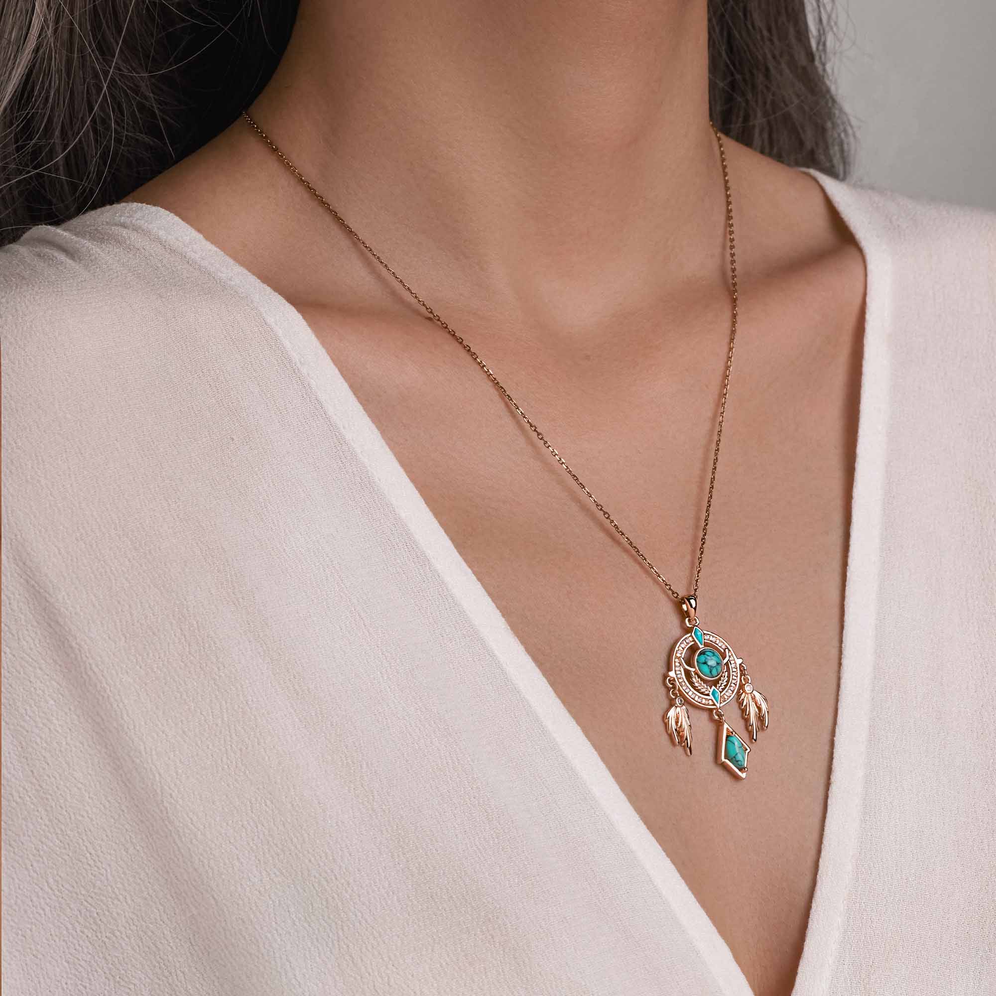 Mystic Dreamcatcher Necklace - Turquoise