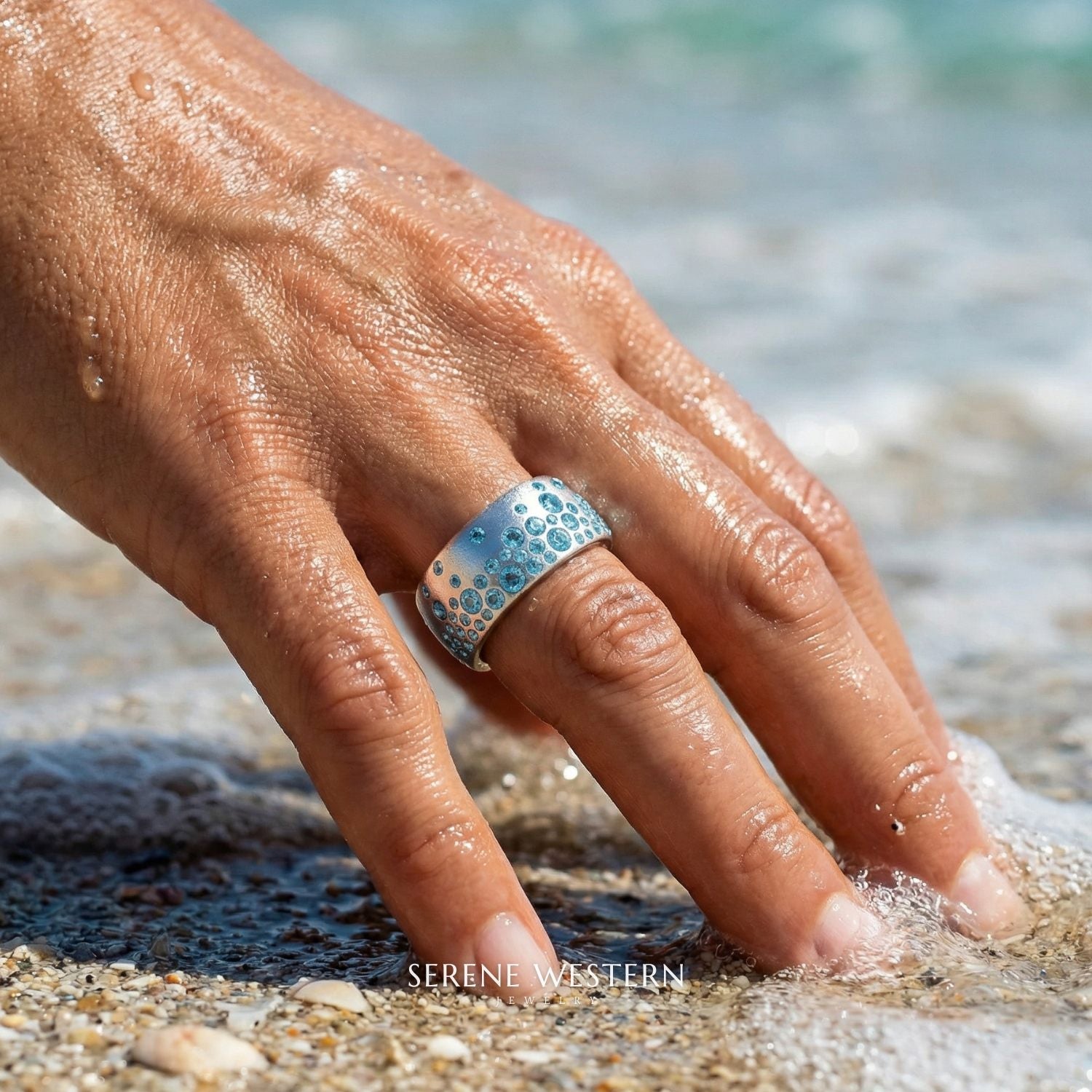 Nebula Drop Ring - Aquamarine