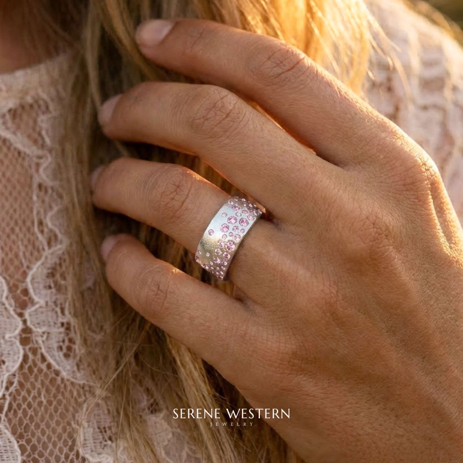 Nebula Drop Ring - Rose Quartz