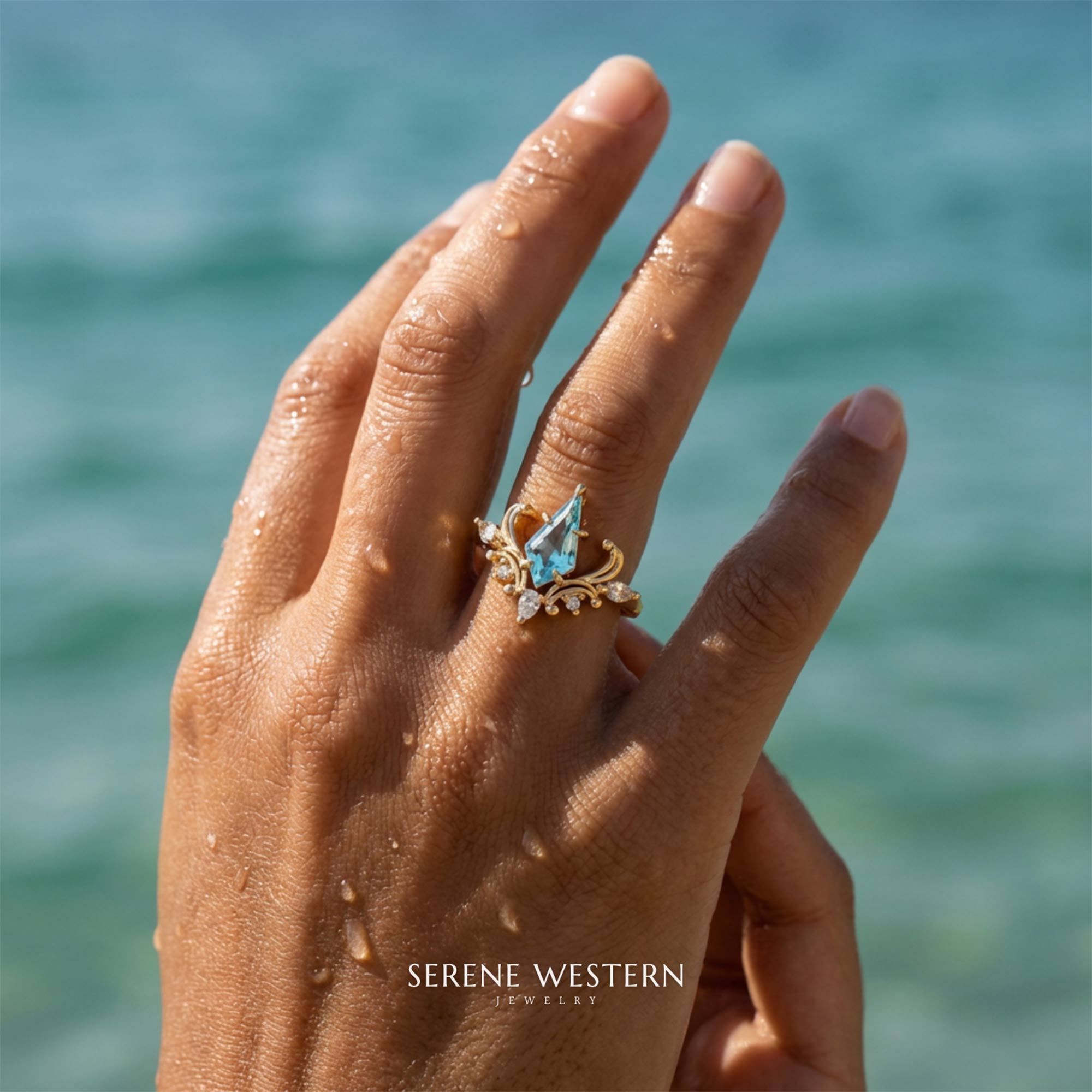 Ocean Crown Ring - Aquamarine