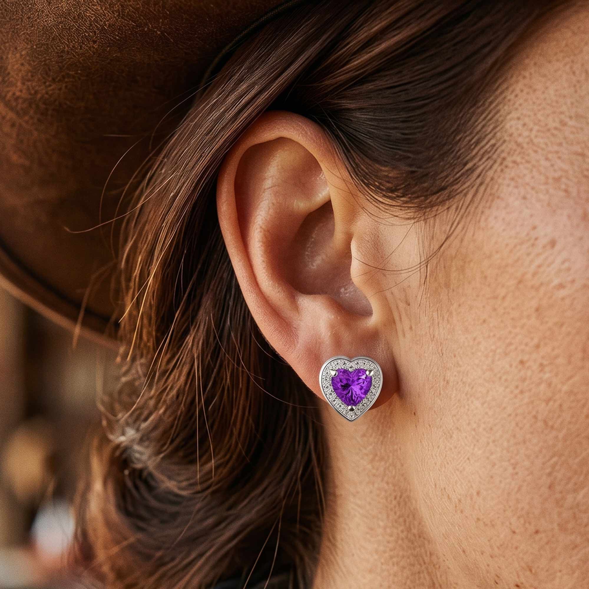 Ocean Heart Earrings - Amethyst