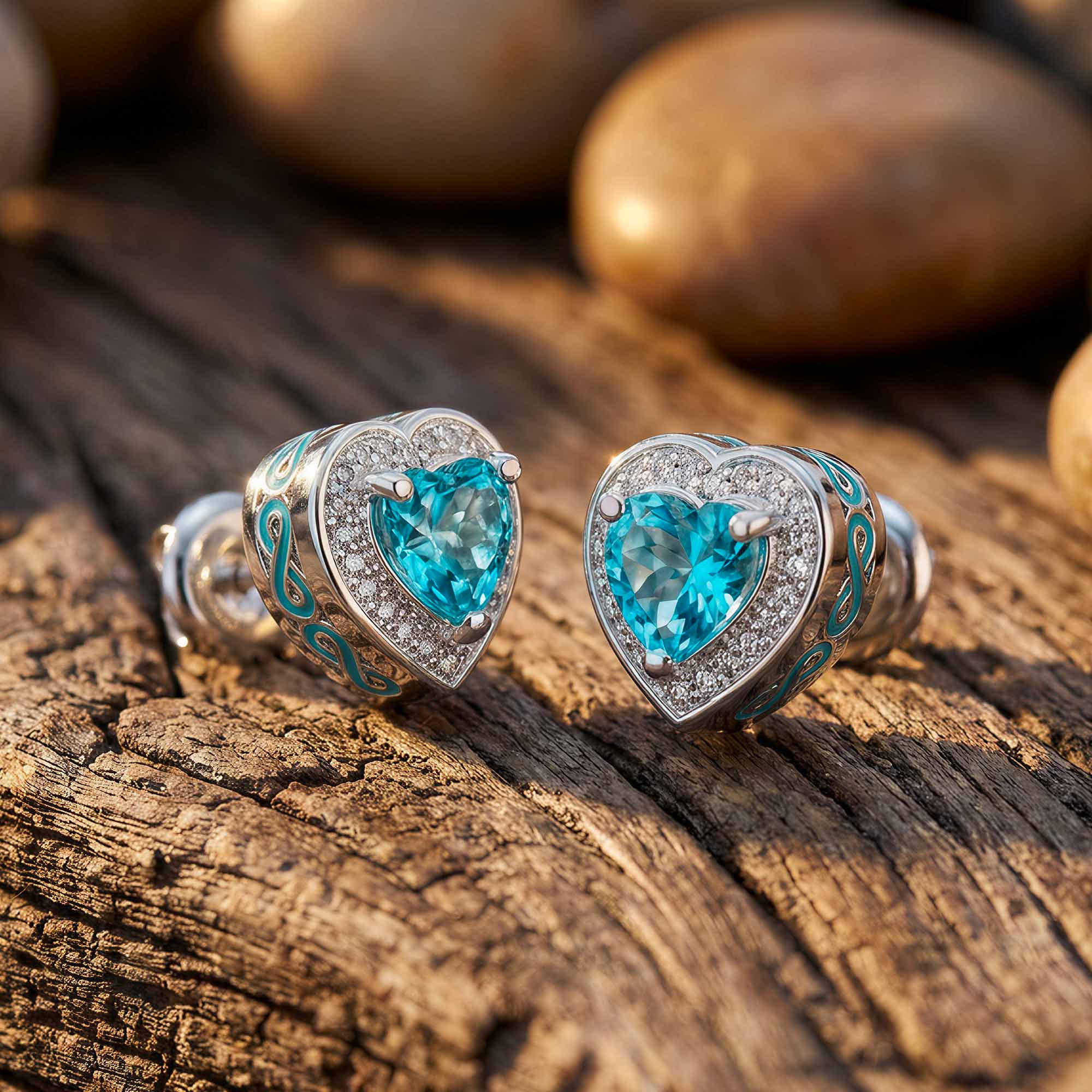 Ocean Heart Earrings - Aquamarine
