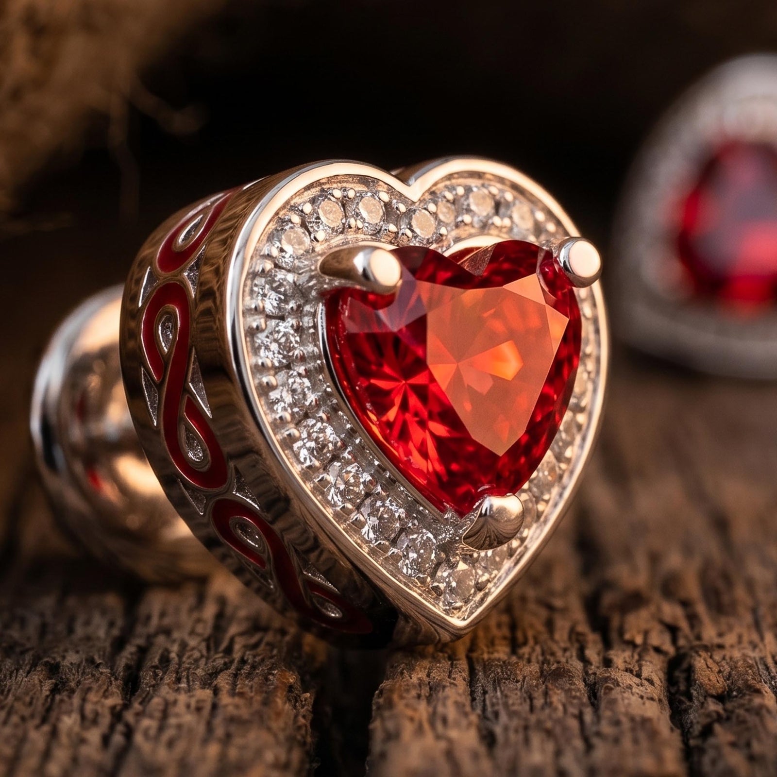 Ocean Heart Earrings - Ruby