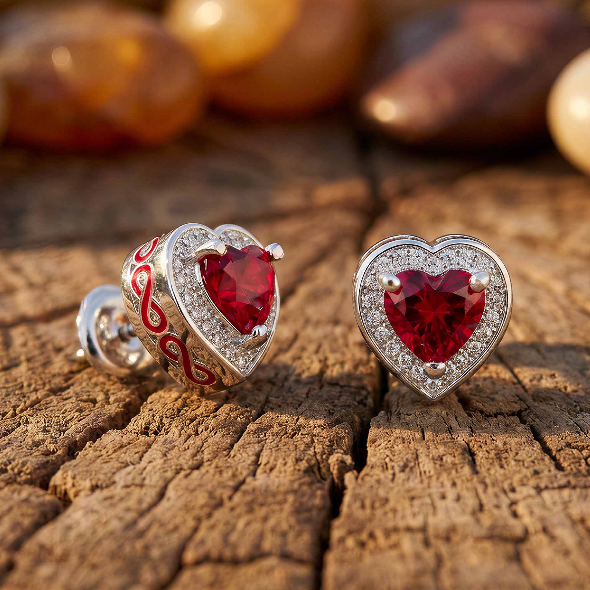 Ocean Heart Earrings - Ruby