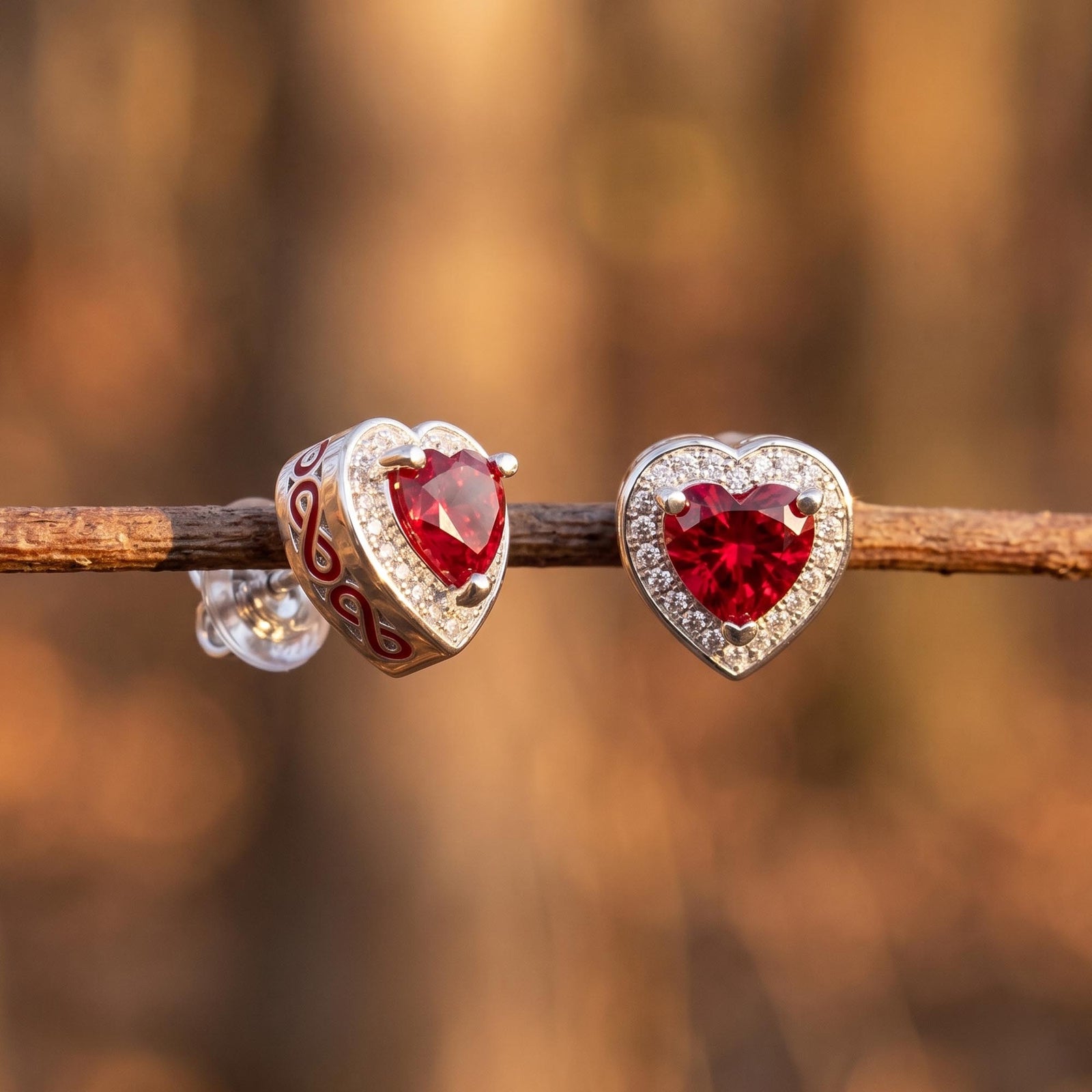 Ocean Heart Earrings - Ruby