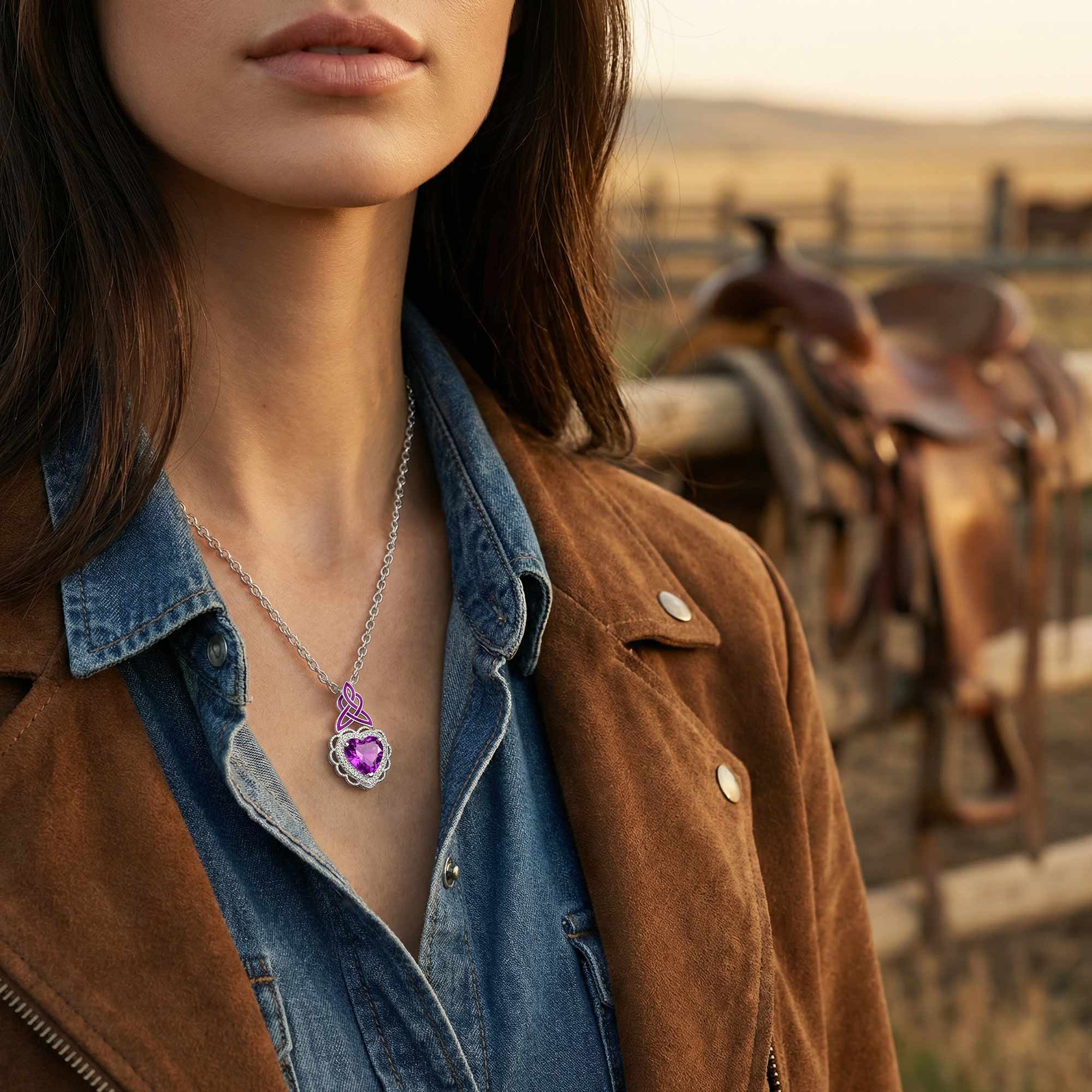 Ocean Heart Necklace - Amethyst