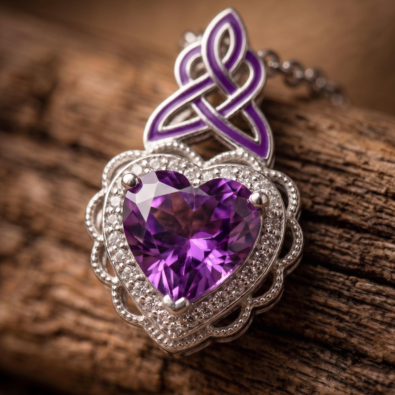 Ocean Heart Necklace - Amethyst