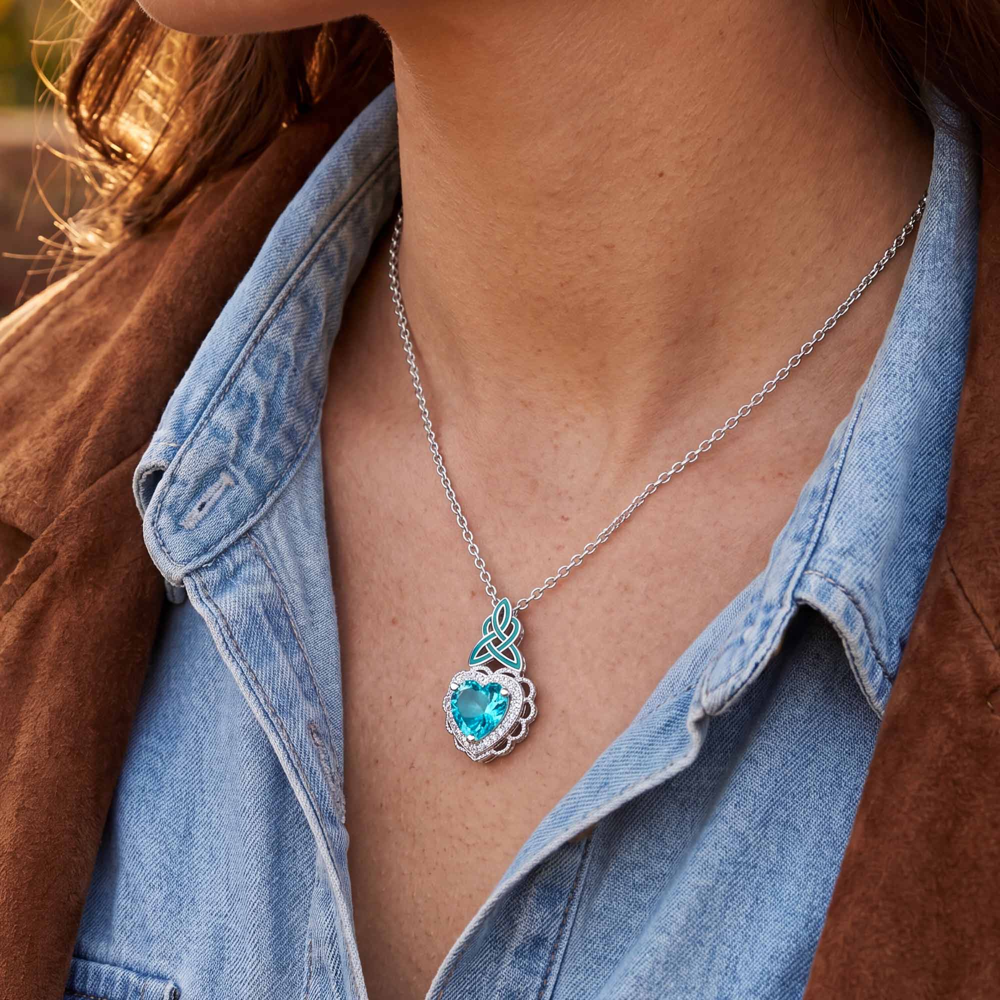 Ocean Heart Necklace - Aquamarine