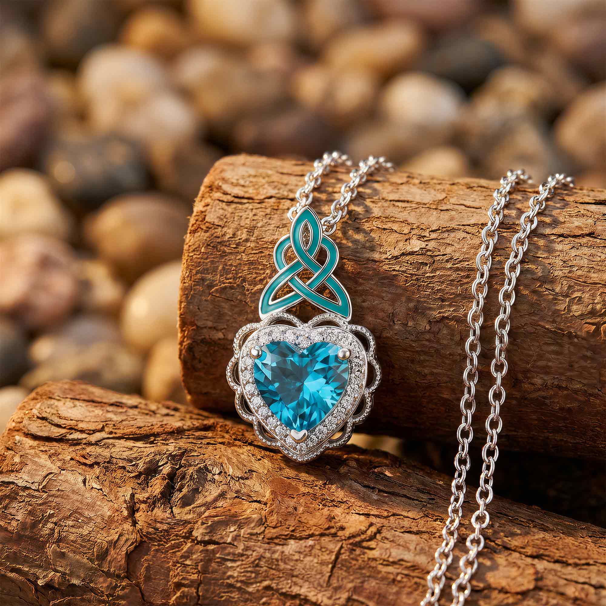 Ocean Heart Necklace - Aquamarine
