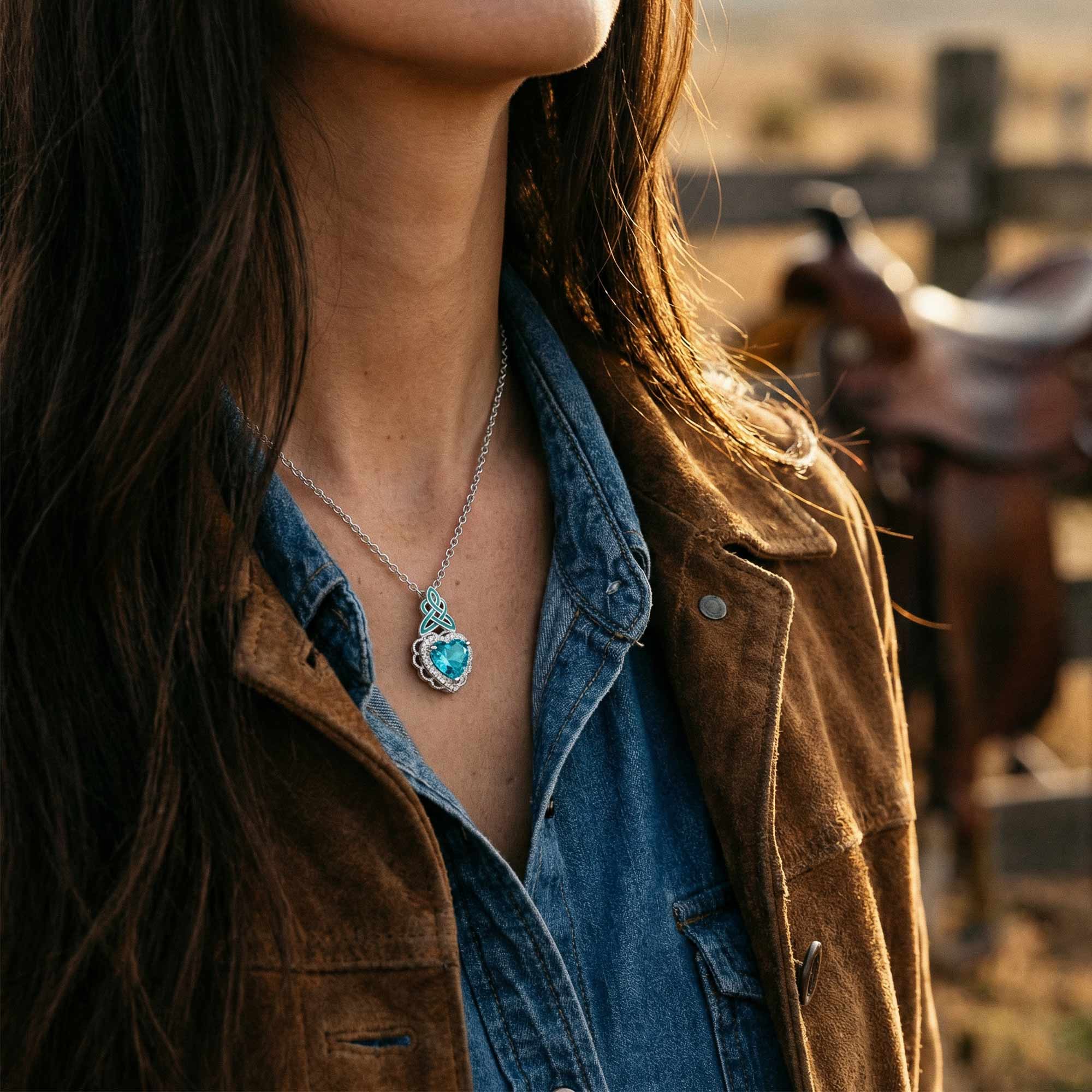 Ocean Heart Necklace - Aquamarine