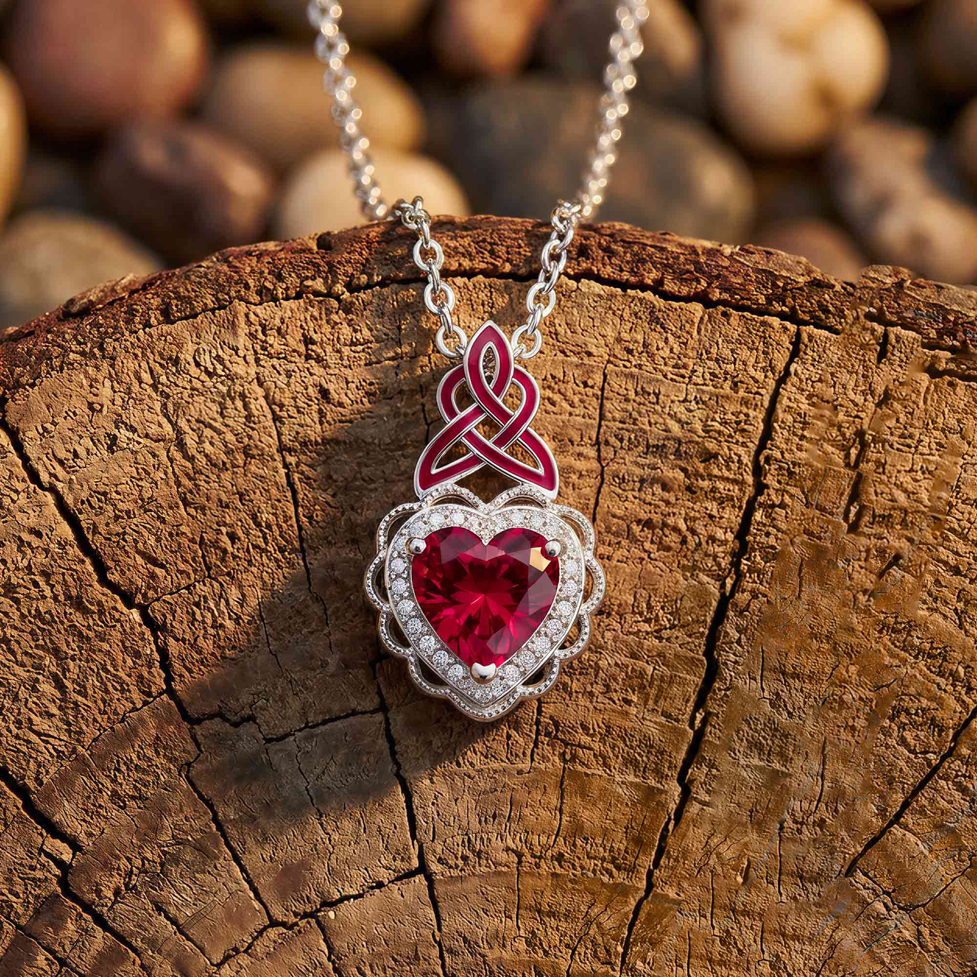 Ocean Heart Necklace - Ruby