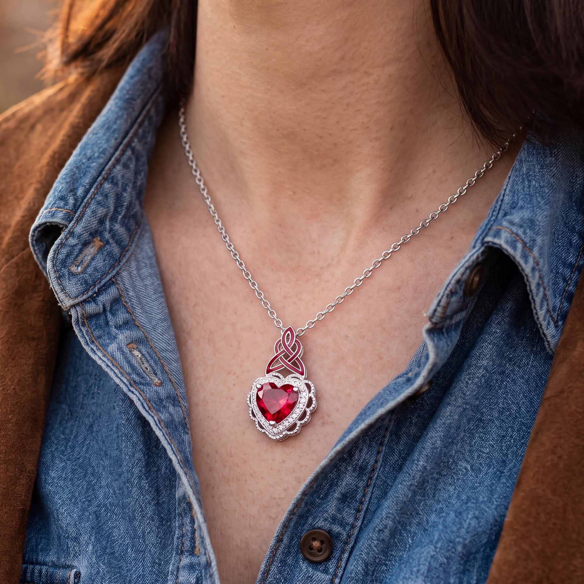 Ocean Heart Necklace - Ruby