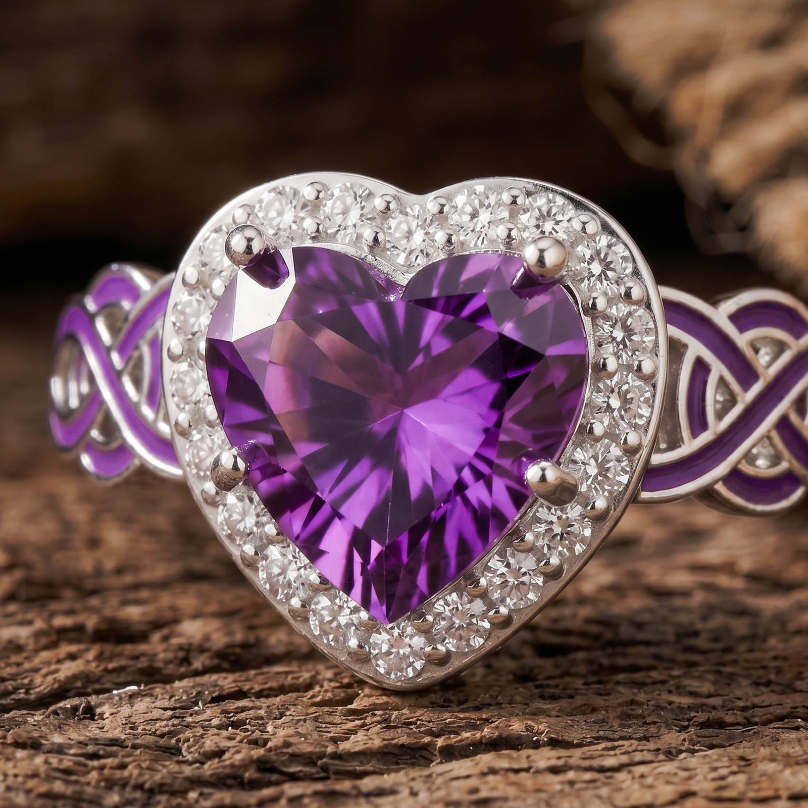 Ocean Heart Ring - Amethyst