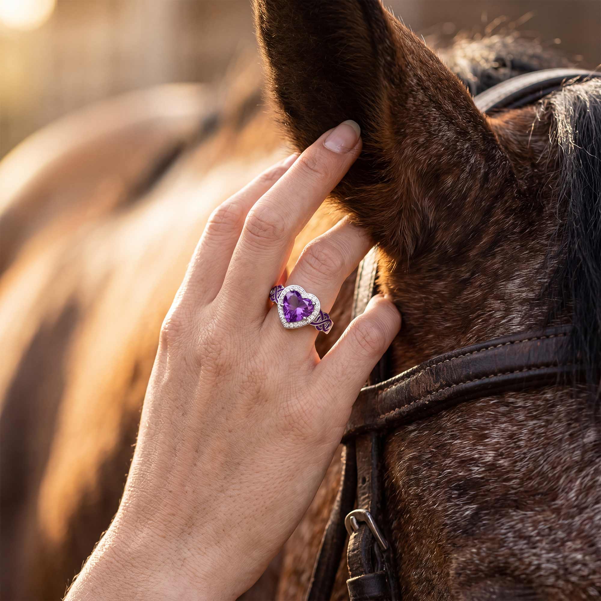 Ocean Heart Ring - Amethyst