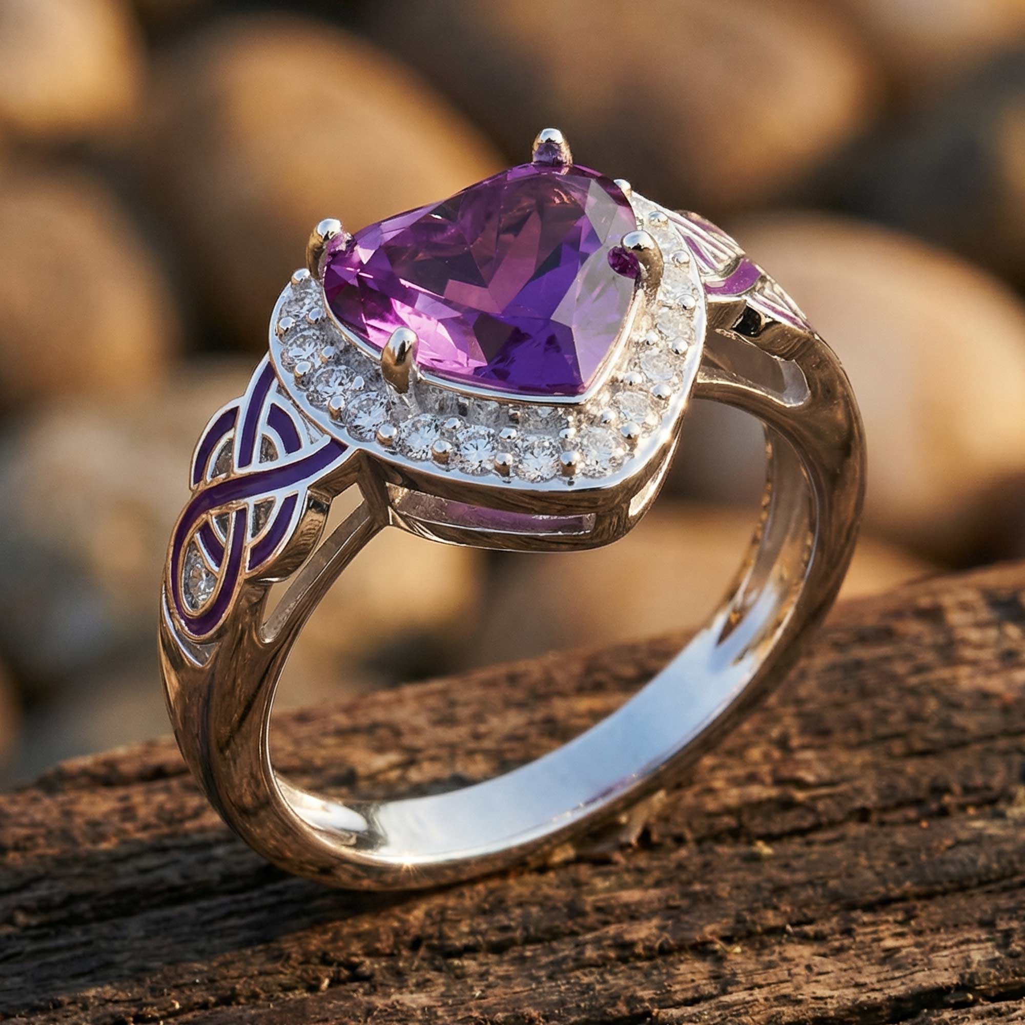 Ocean Heart Ring - Amethyst