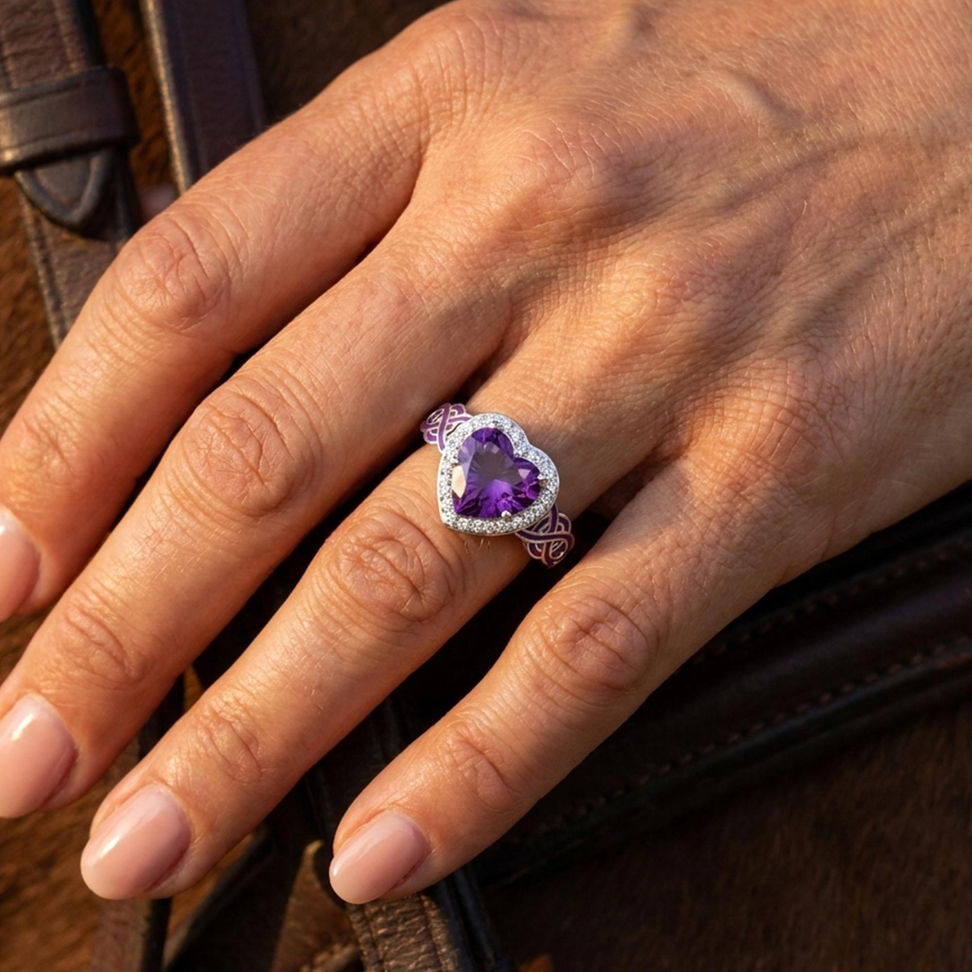 Ocean Heart Ring - Amethyst