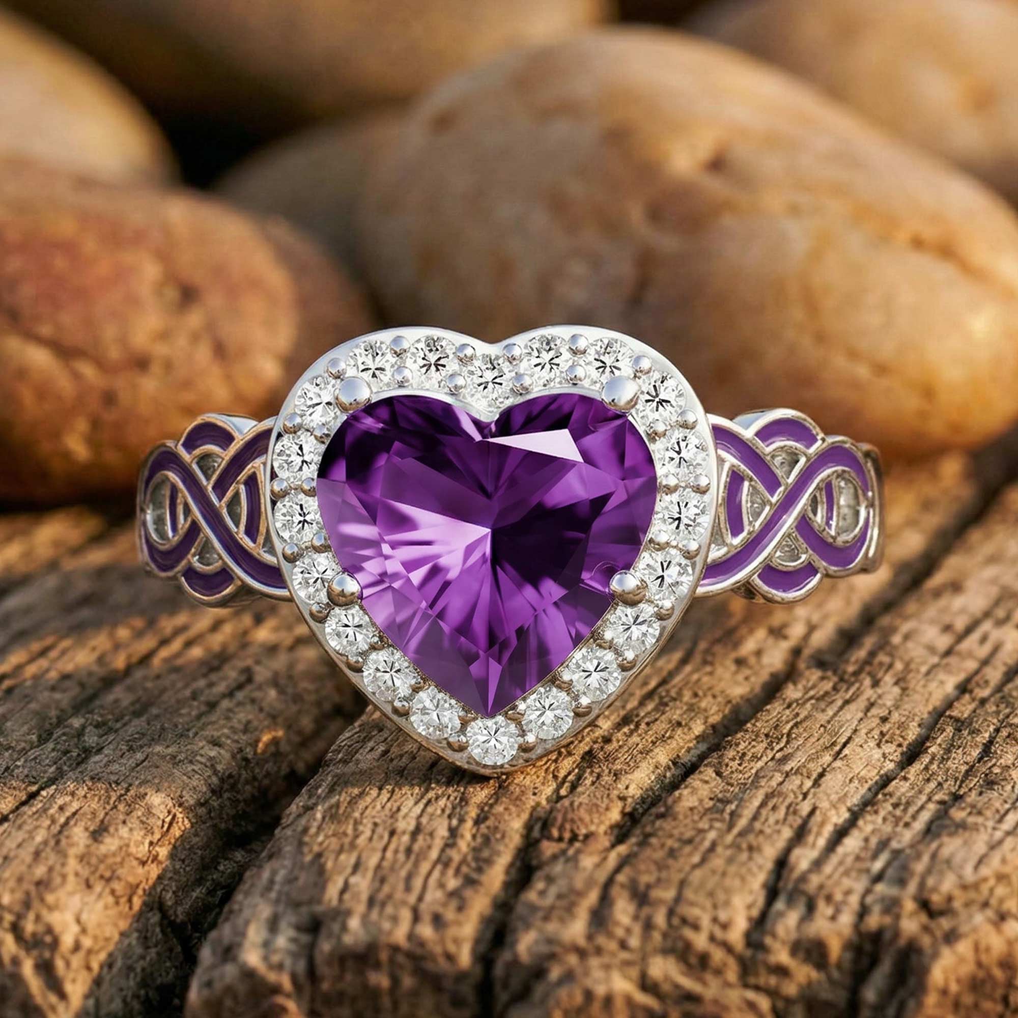 Ocean Heart Ring - Amethyst