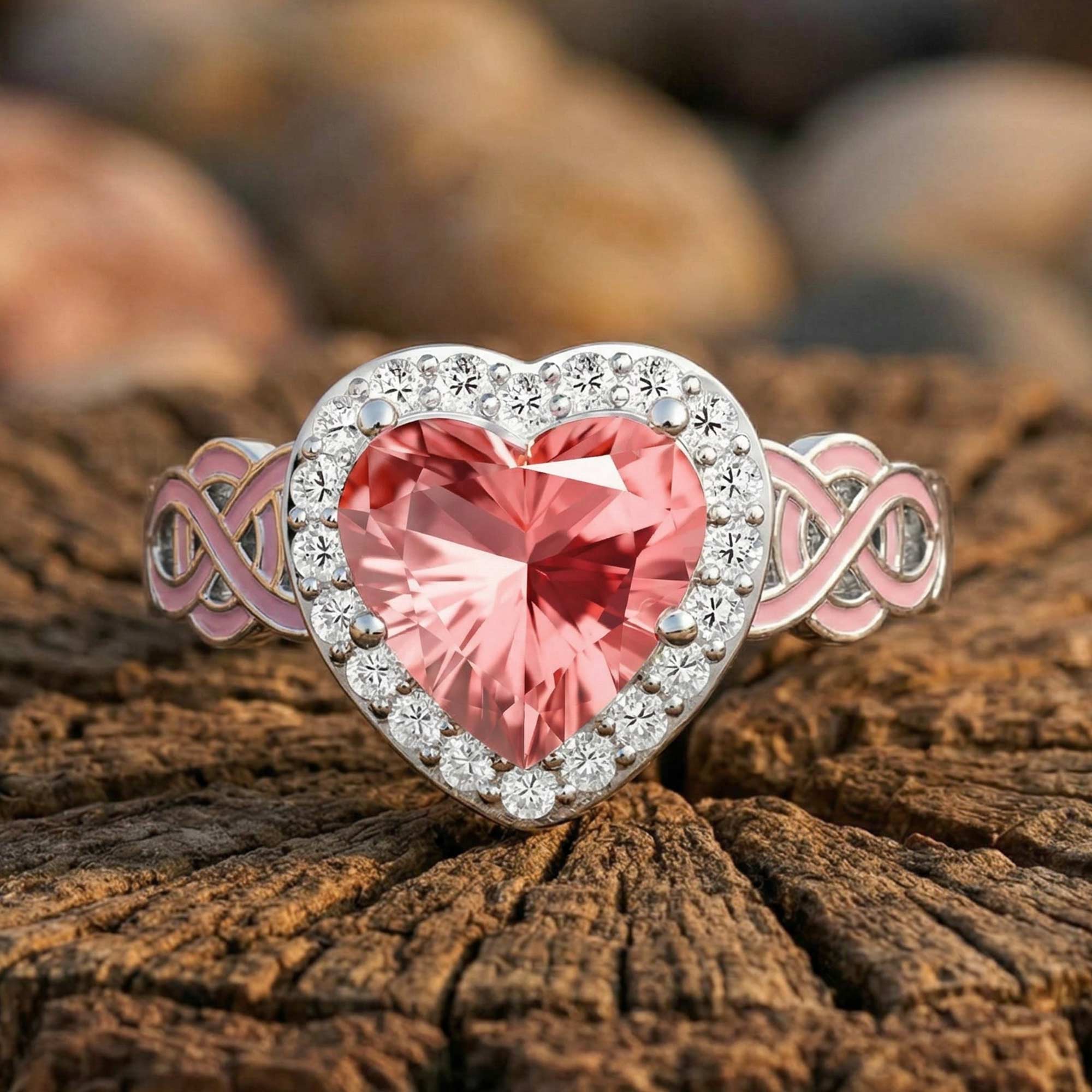 Ocean Heart Ring - Rose Quartz
