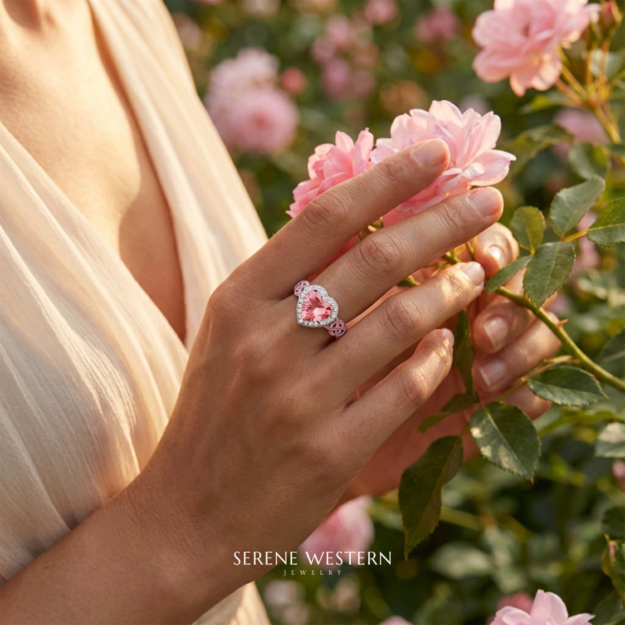 Ocean Heart Ring - Rose Quartz