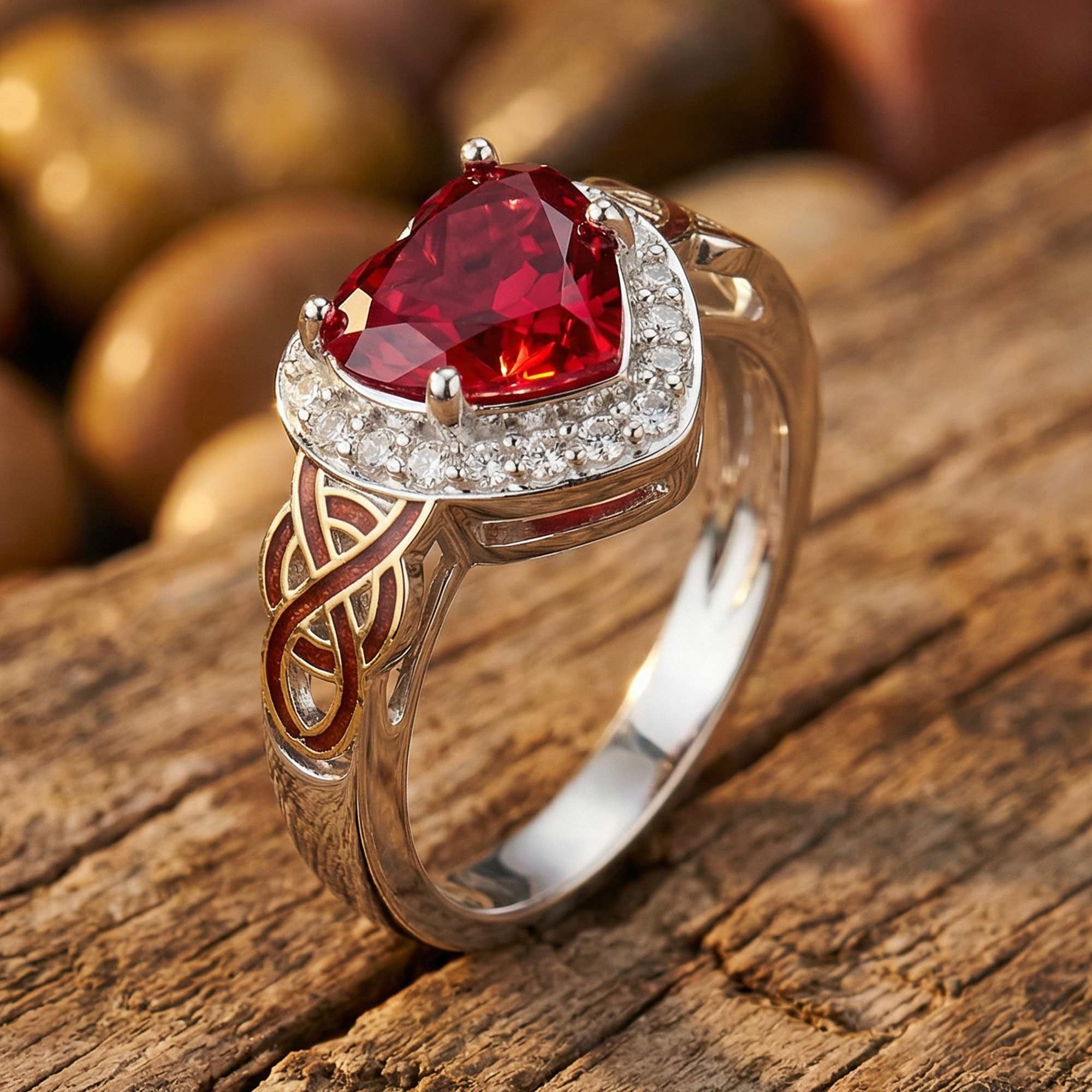 Ocean Heart Ring - Ruby