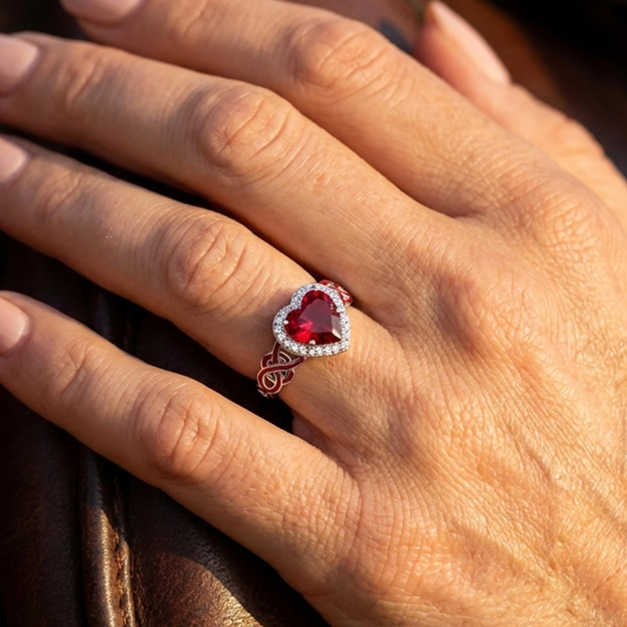 Ocean Heart Ring - Ruby