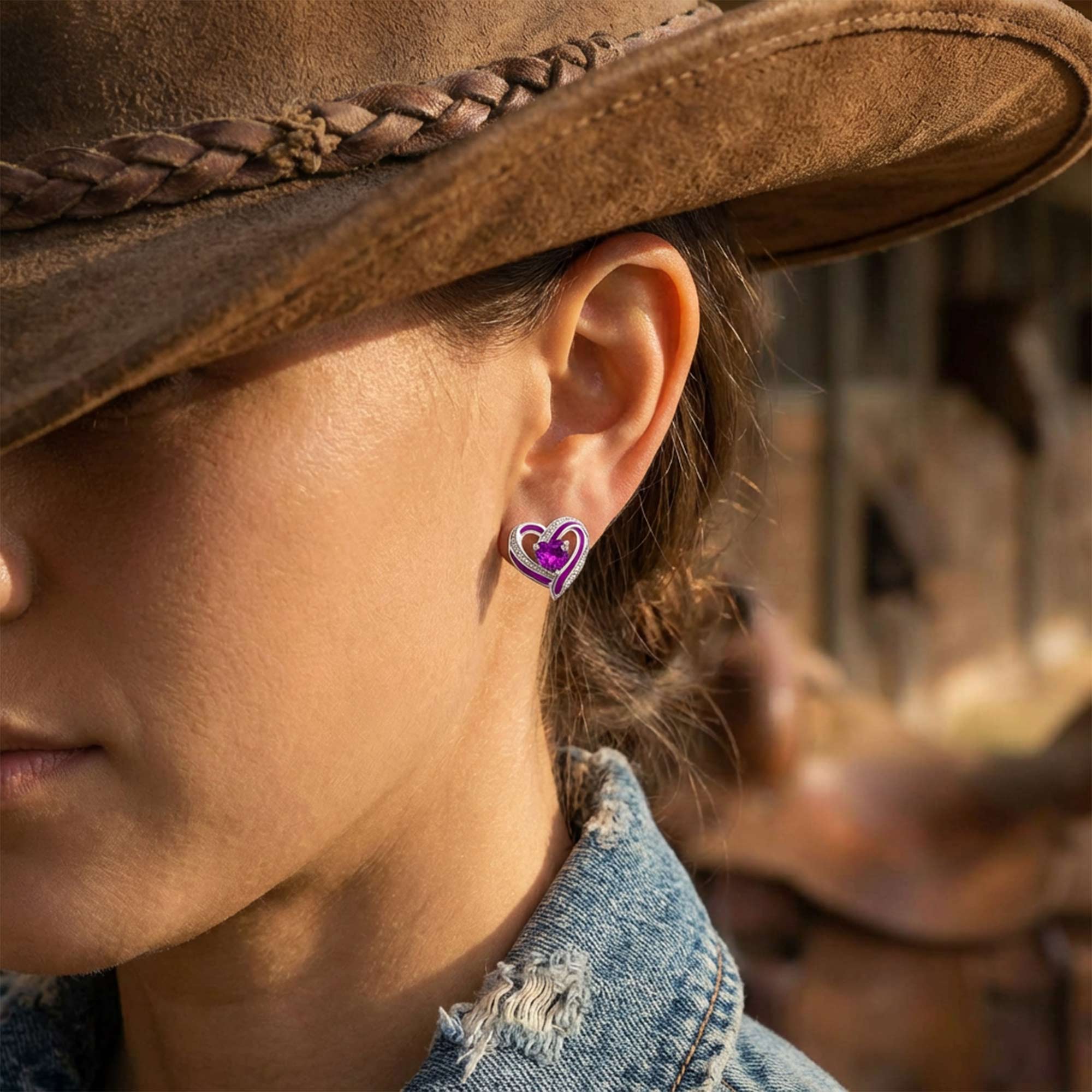Passion Heart Earrings - Amethyst