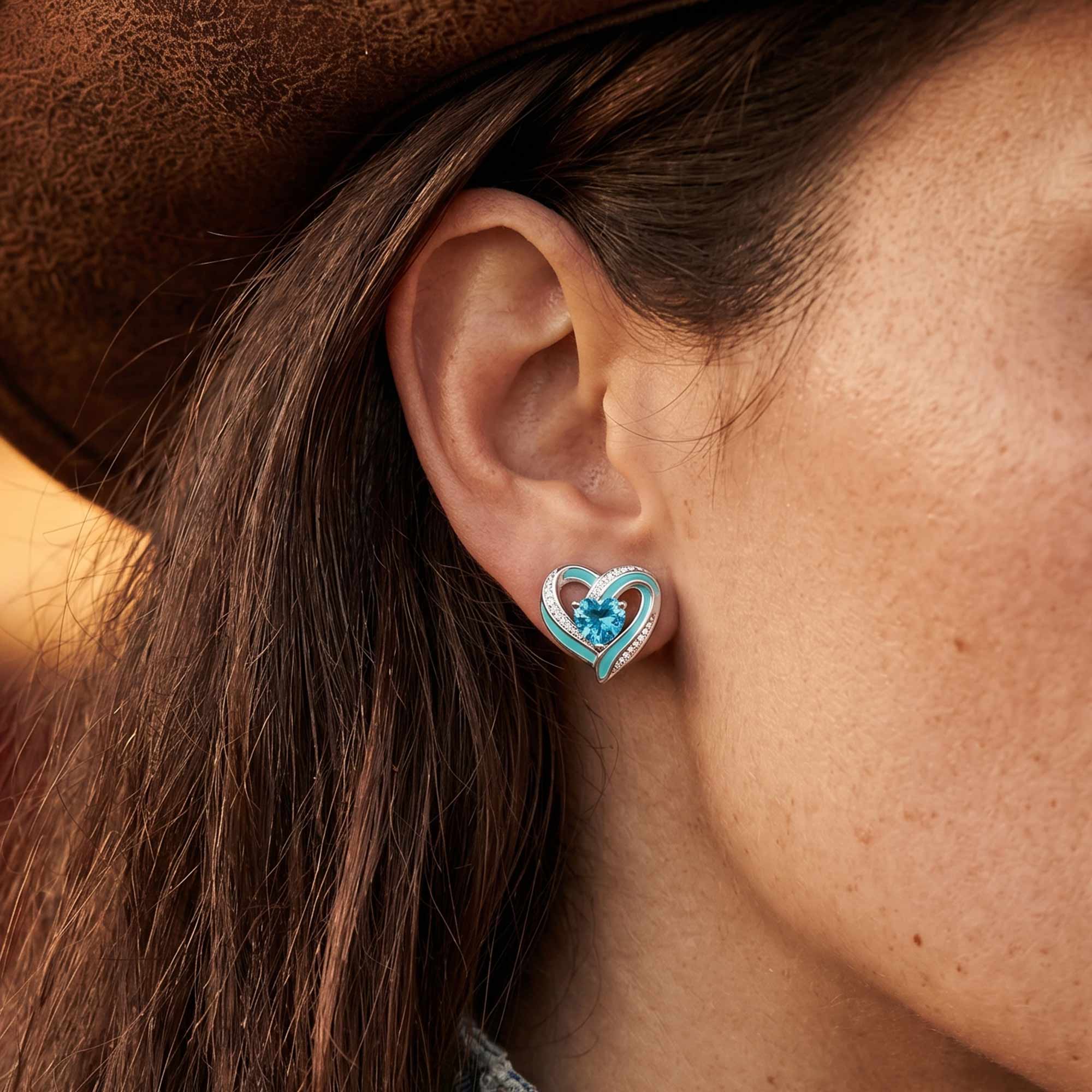 Passion Heart Earrings - Aquamarine