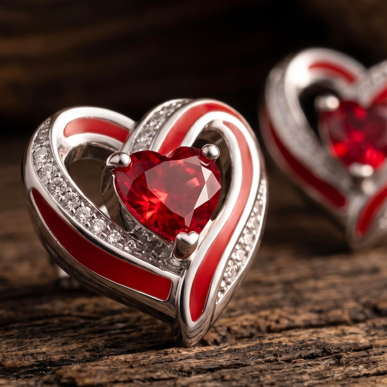 Passion Heart Earrings - Ruby
