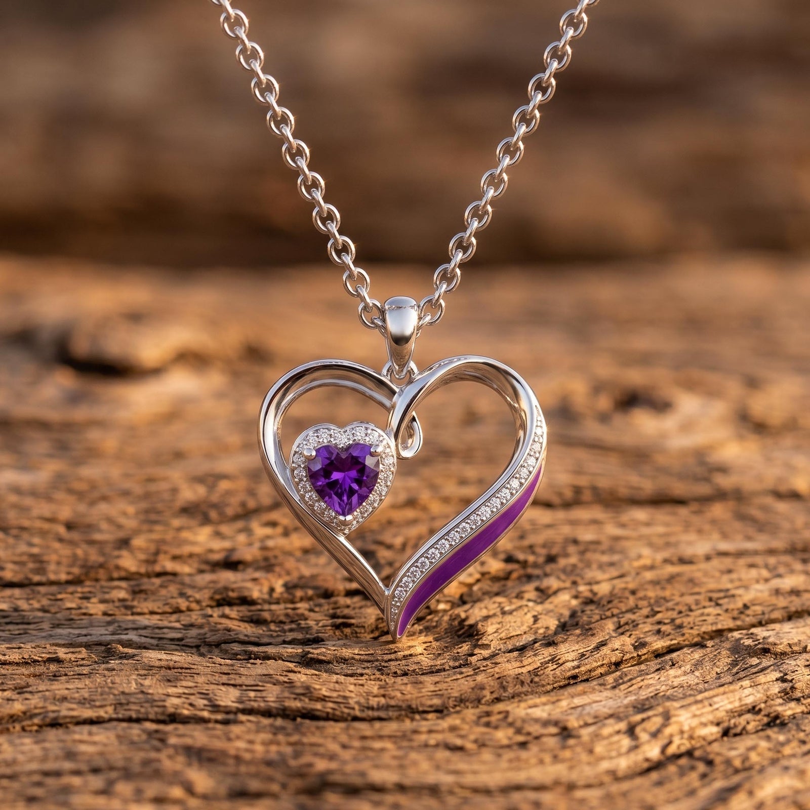 Passion Heart Necklace - Amethyst