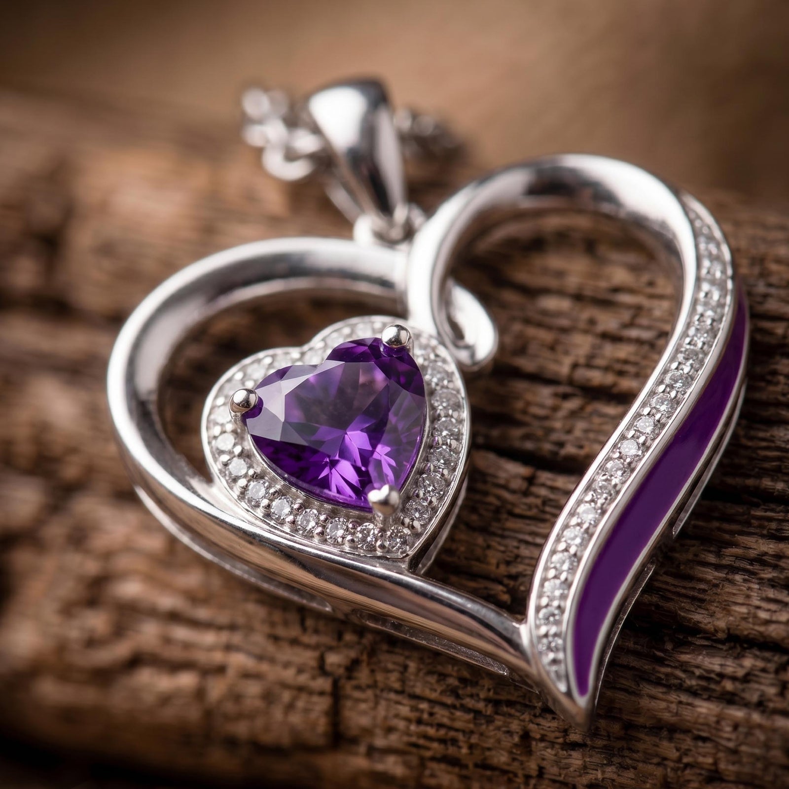 Passion Heart Necklace - Amethyst