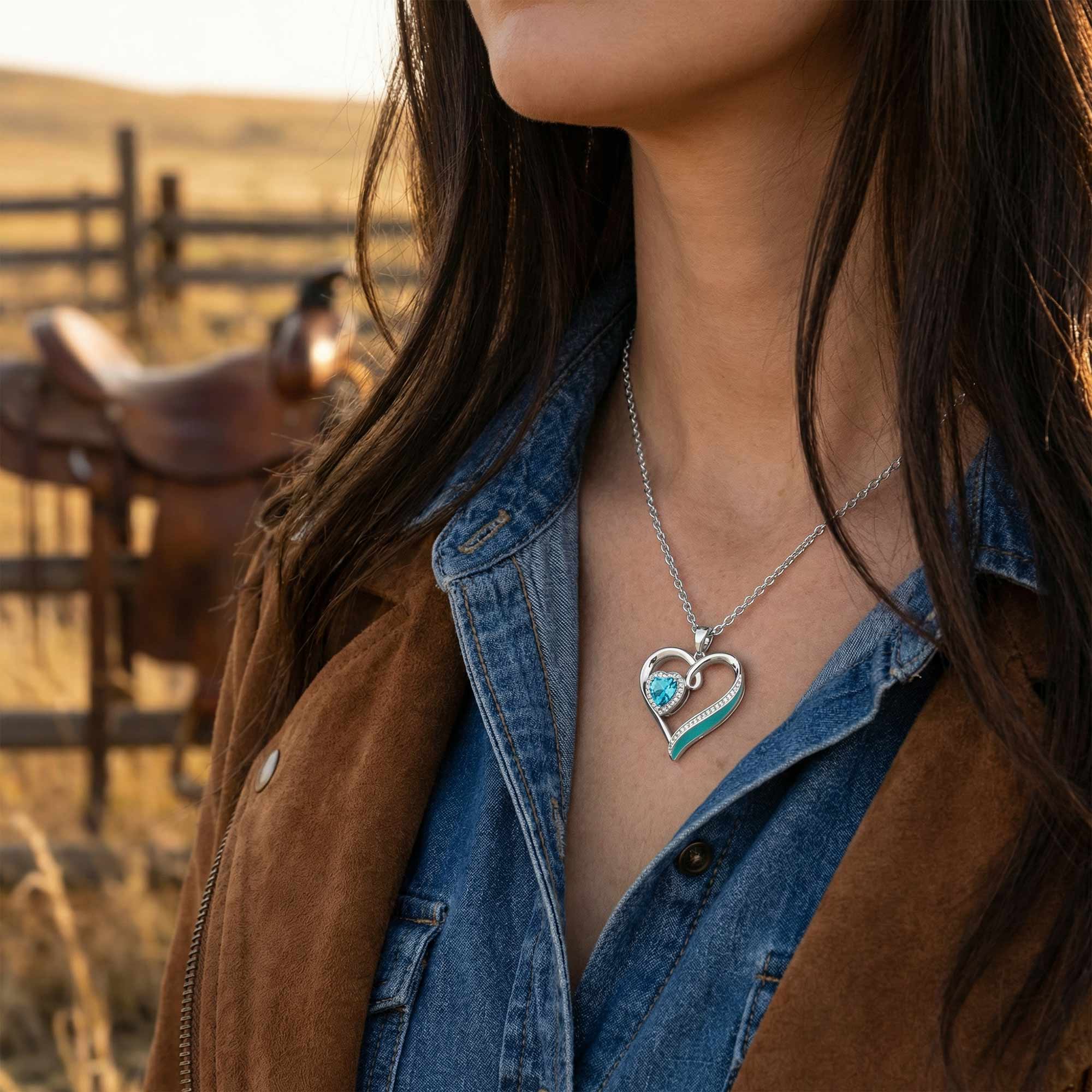 Passion Heart Necklace - Aquamarine