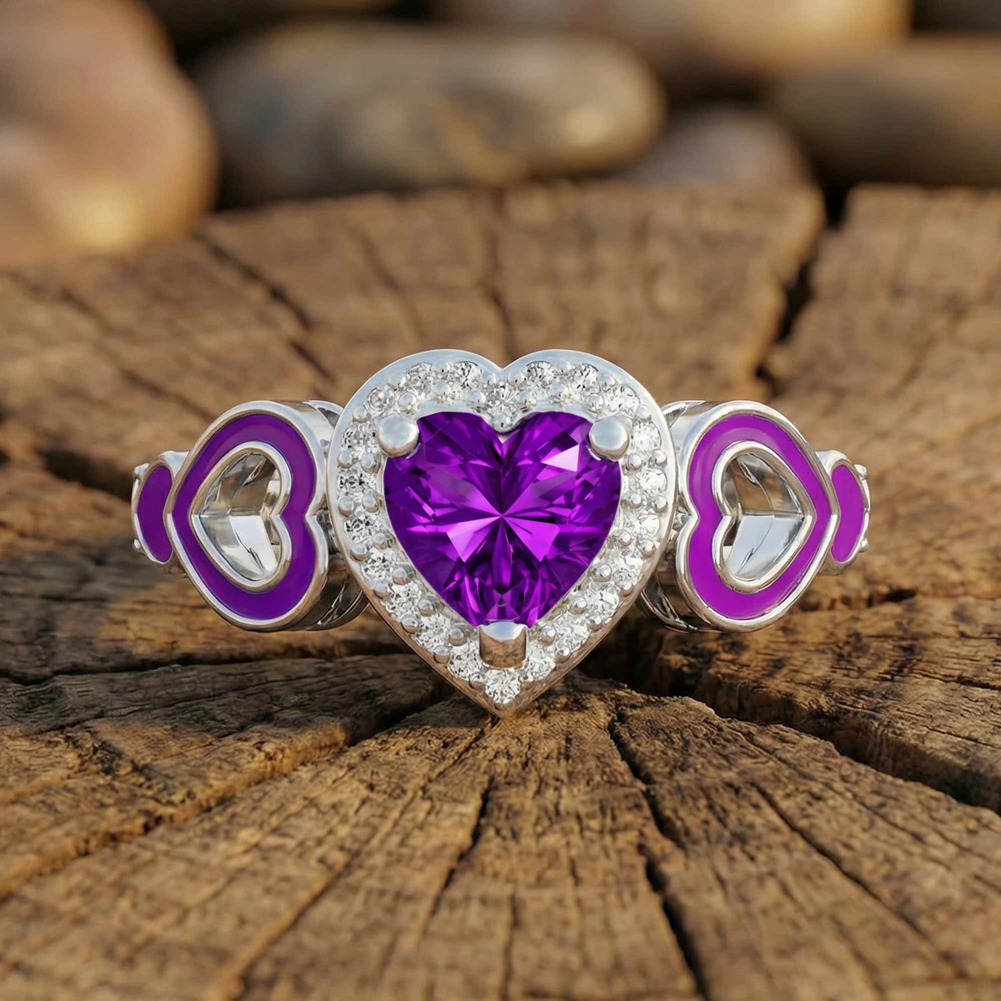 Passion Heart Ring - Amethyst