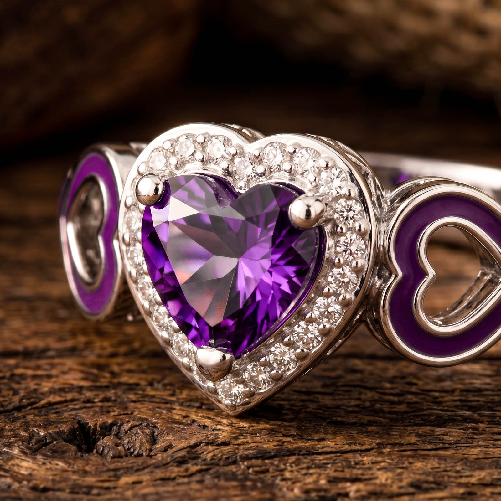 Passion Heart Ring - Amethyst