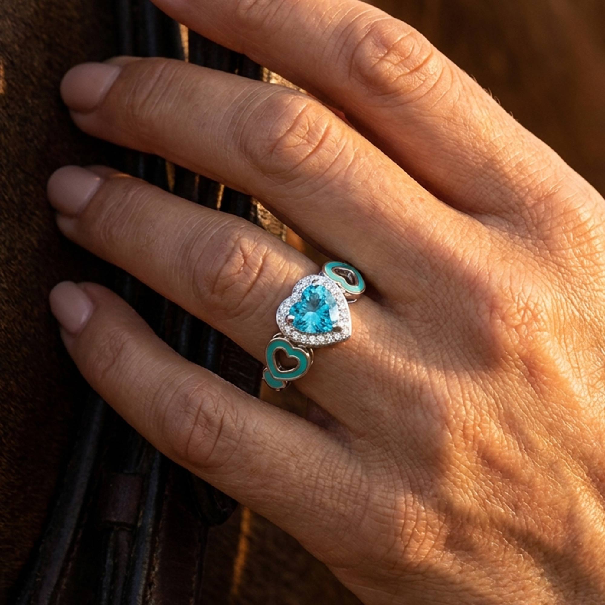 Passion Heart Ring - Aquamarine