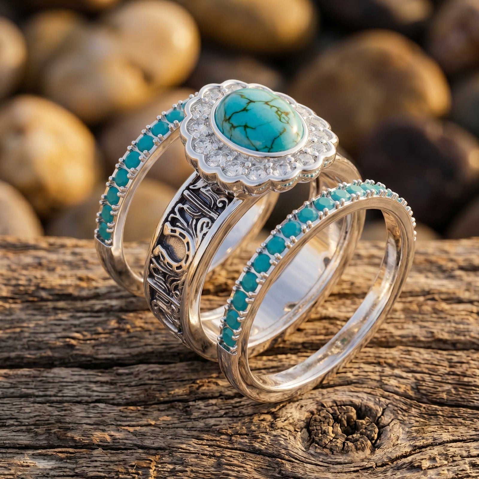 Prairie Bloom Stacking Ring - Turquoise