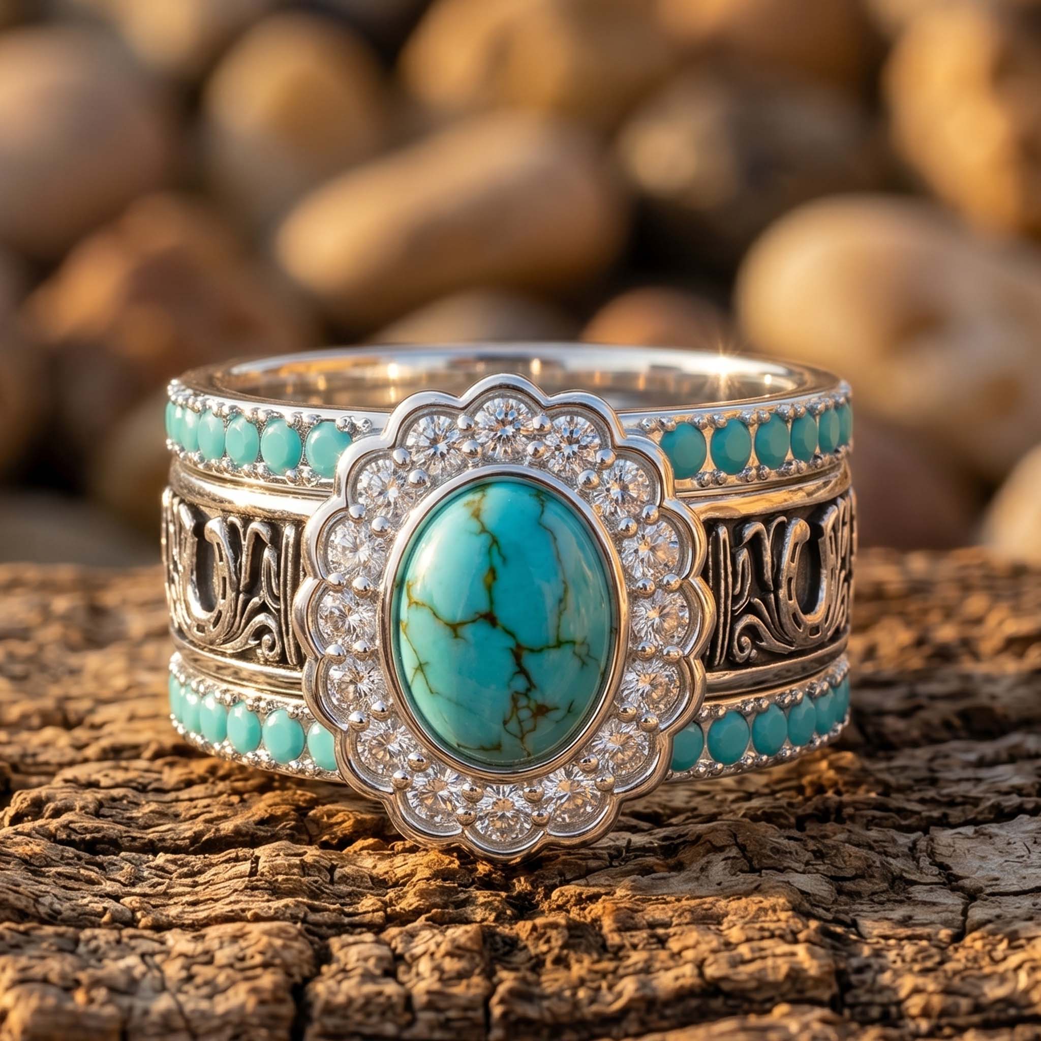 Prairie Bloom Stacking Ring - Turquoise