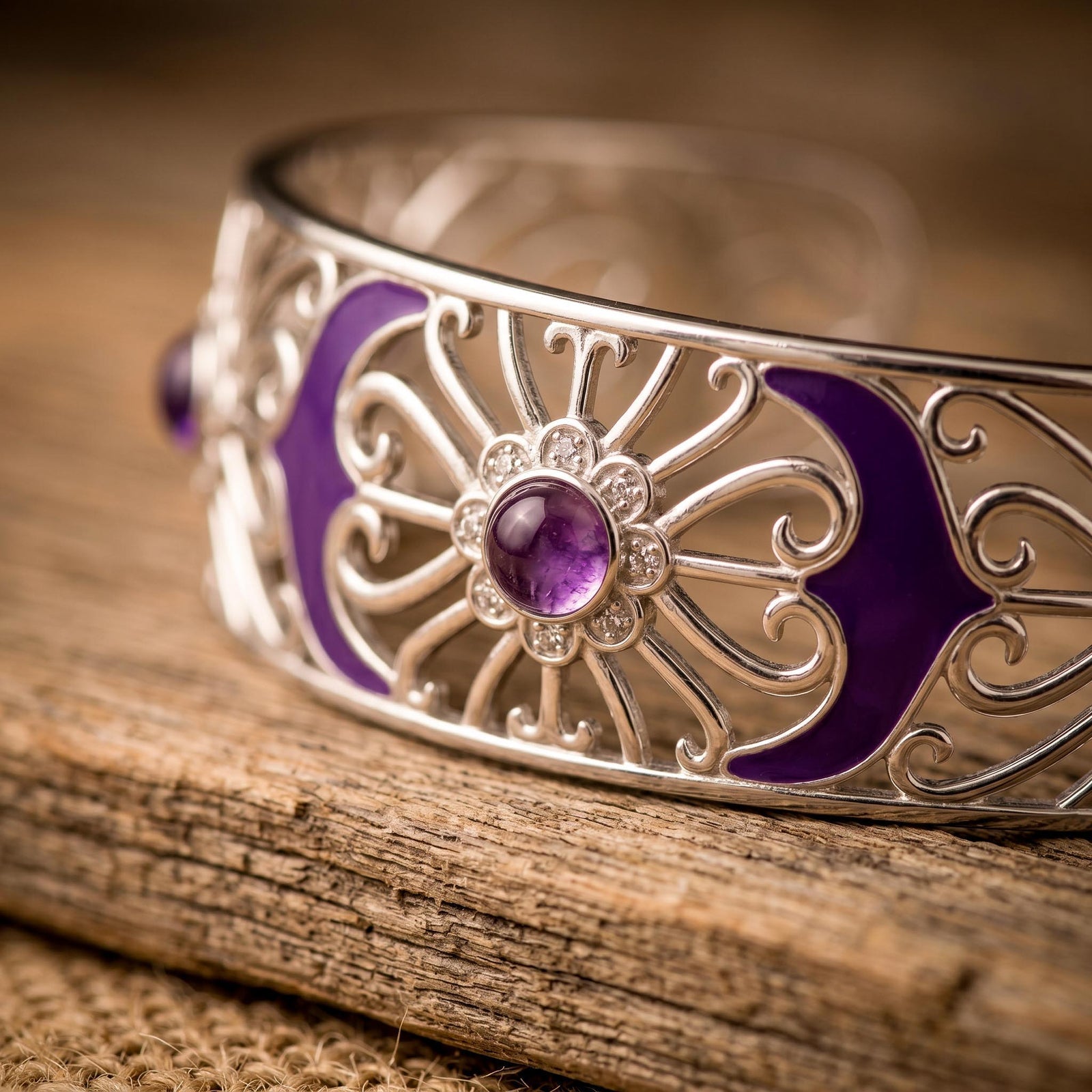 Prairie Flower Cuff Bracelet - Amethyst